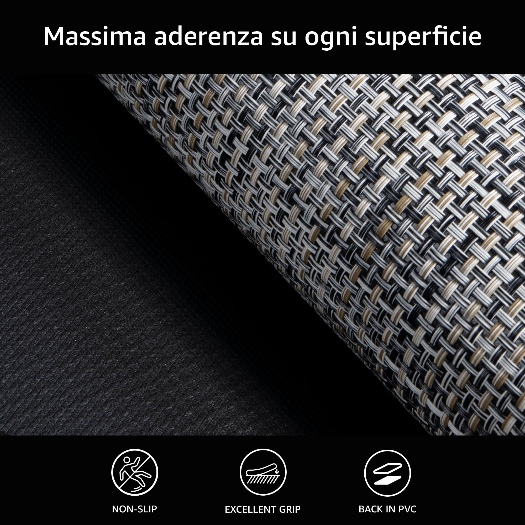 Comart - Tappeto Cucina Manhattan - Impermeabile - Antiscivolo - Antimacchia - PVC Intrecciato - Passatoia Effetto Metallico Cangiante - per Corridoio, Cucina e Bagno - Pumice Grey - 50x140 cm
