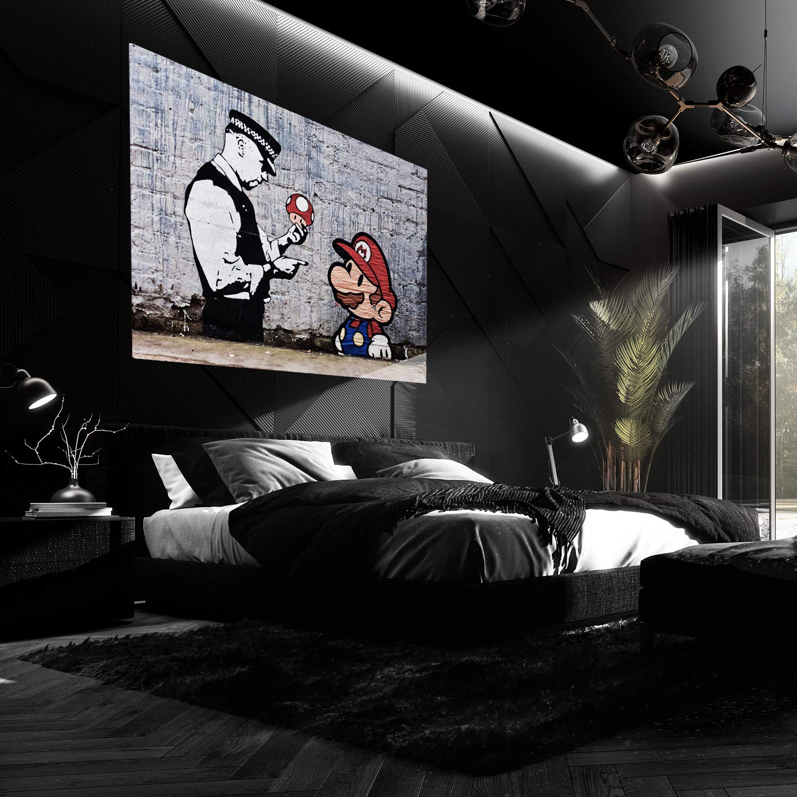 Whats On Your Wall.com Canvas Print | Banksy Mario | Grey and Red | Abstract Wall Art | Living Room, Bedroom, Kitchen, Bathroom — view 4