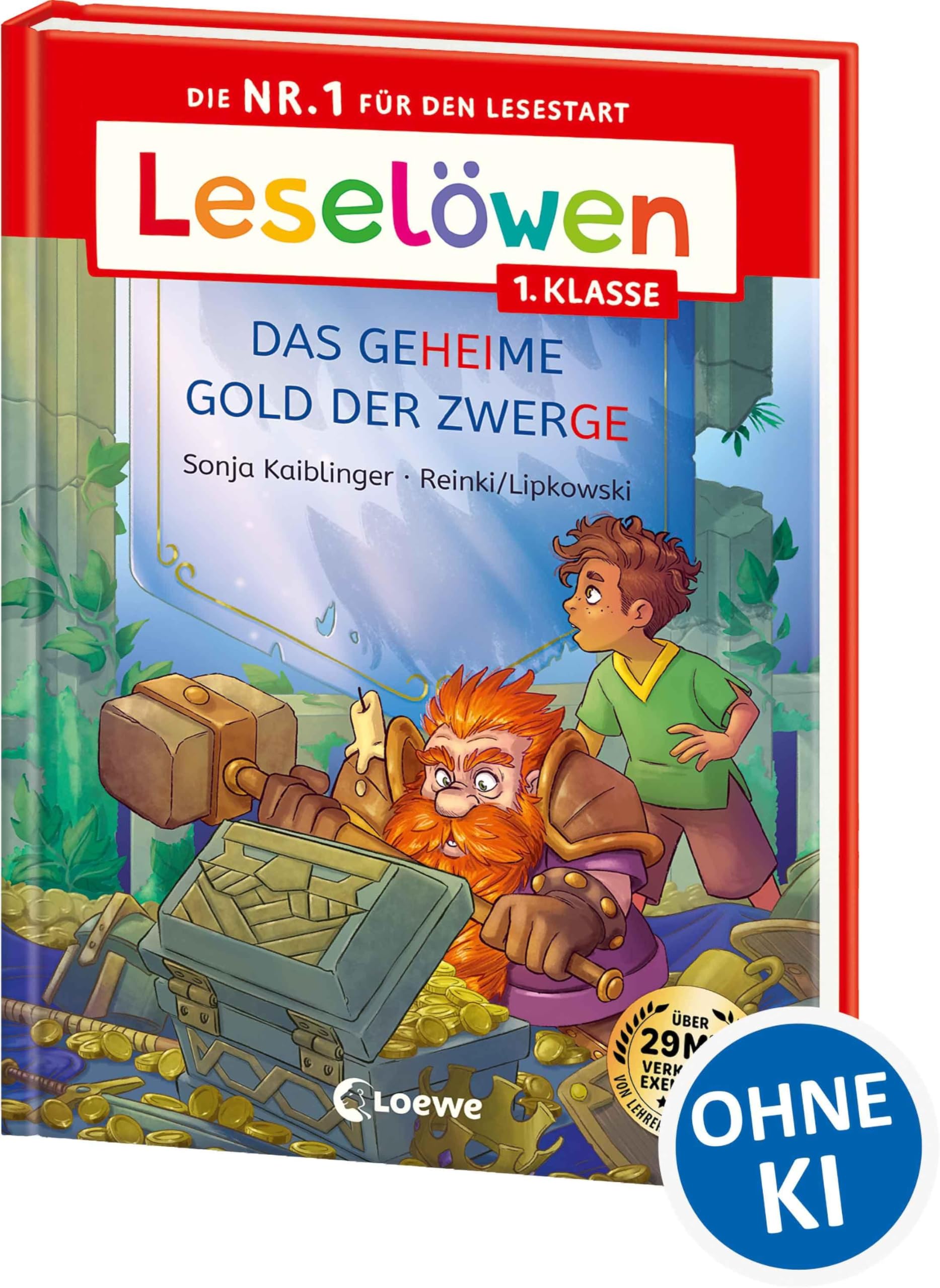 Leselöwen 1. Klasse - Das geheime Gold der Zwerge (Großbuchstabenausgabe): Die Nr. 1 für den Lesestart - Mit Leselernschrift ABeZeh - Erstlesebuch für Kinder ab 6 Jahren