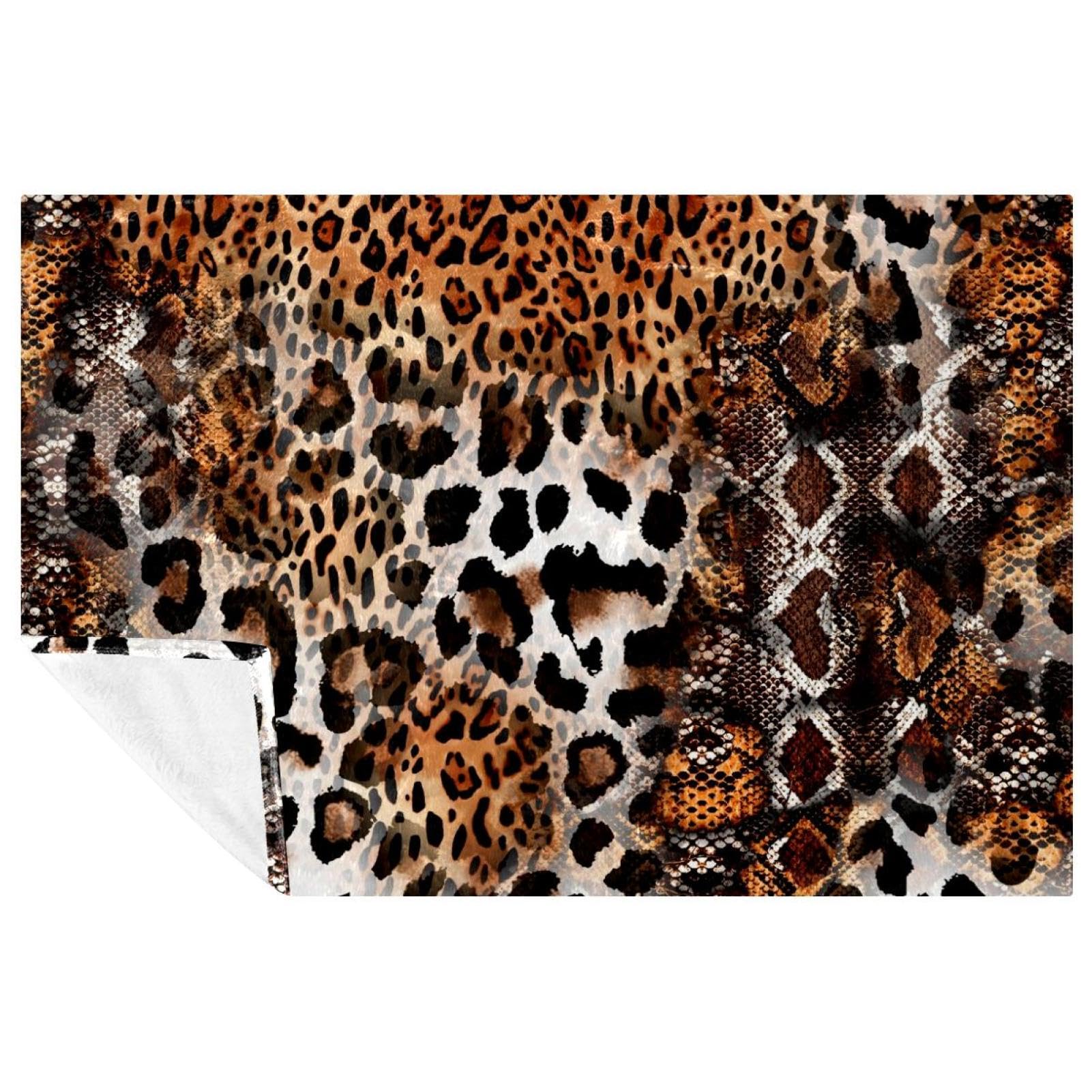 Plaid doux motif serpent 150x100 cm, jeté de lit haut de gamme et chaud