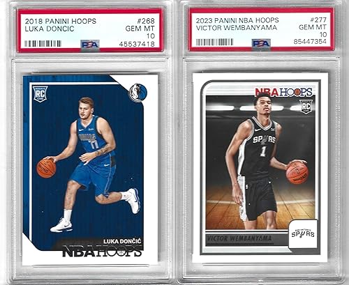 PSA 10 LUKA DONCIC & VICTOR WEMBANYAMA PANINI HOOPS 2 CARD ROOKIE LOT GRADED PSA GEM MINT 10 SUPERSTAR PLAYERS