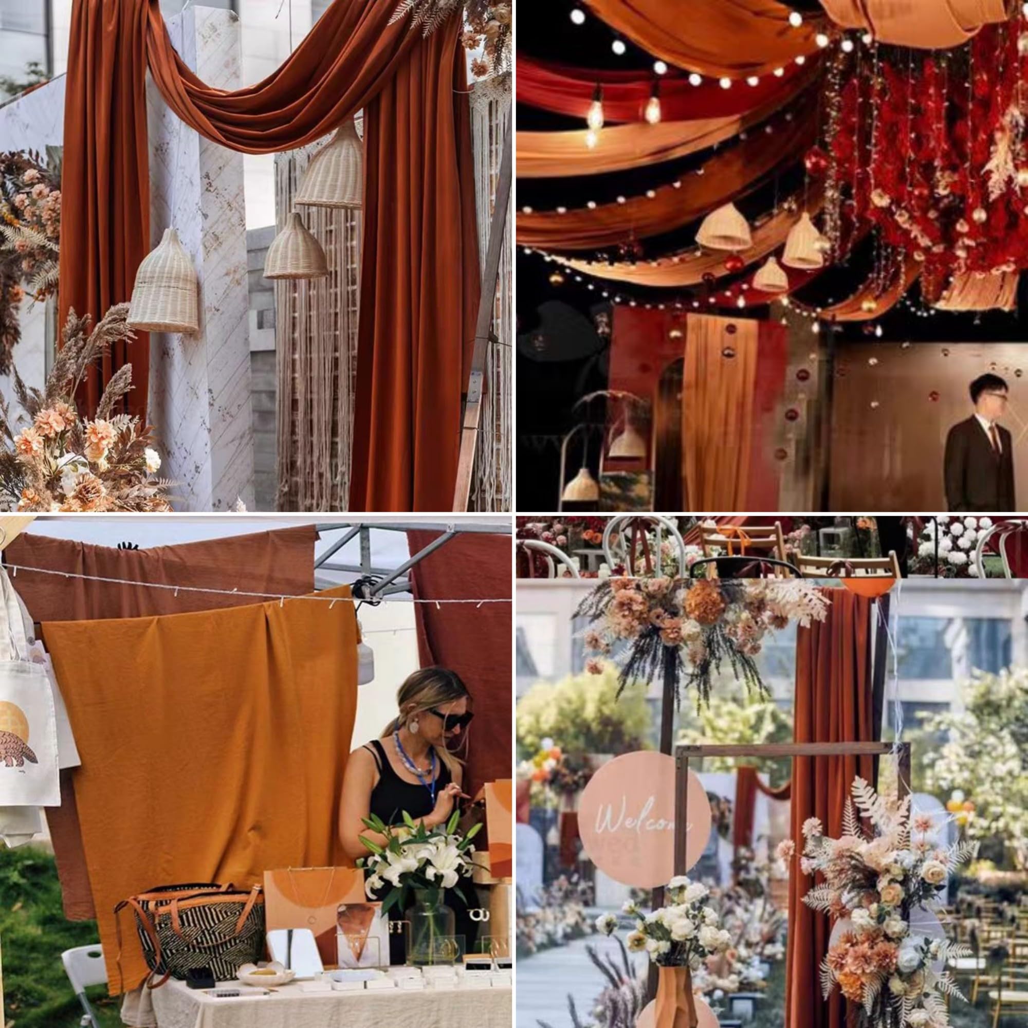 Vorhangstoff für Hochzeitsbögen, Chiffon, für Hochzeiten, 71,1 cm x 6,1 m, Chiffon-Stoff, durchscheinender Hintergrund, Vorhang für Hochzeit, Party, Zeremonie, Geburtstag, Empfang, Hintergrund
