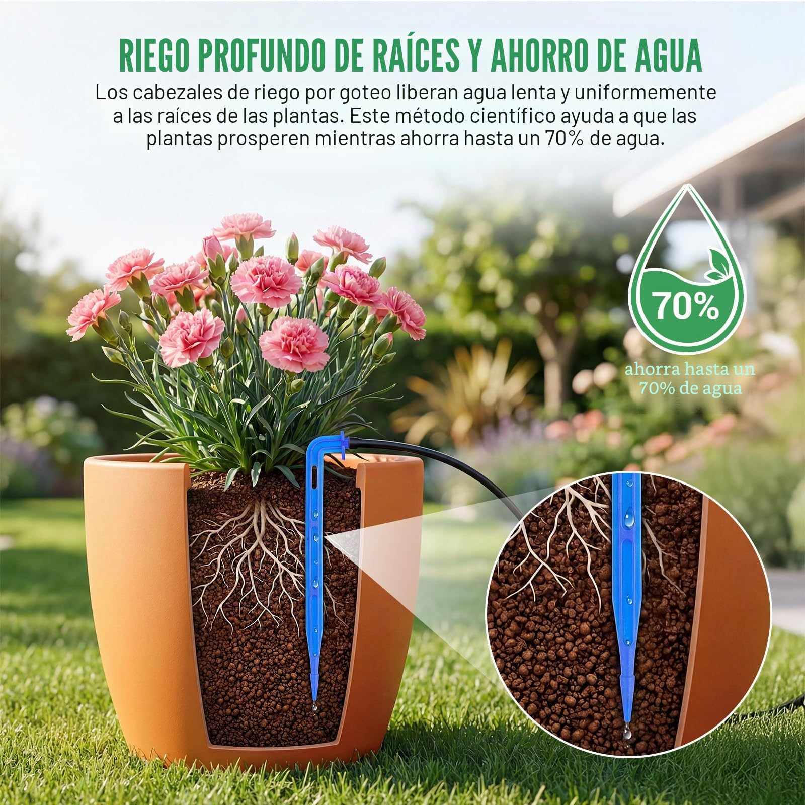 Sistema de riego solar para balcón para 20 plantas en macetas - 2026 Sistema de riego automático más reciente con 12 modos de temporizador y tubo de goteo de 20 m para plantas de jardín, plantas de