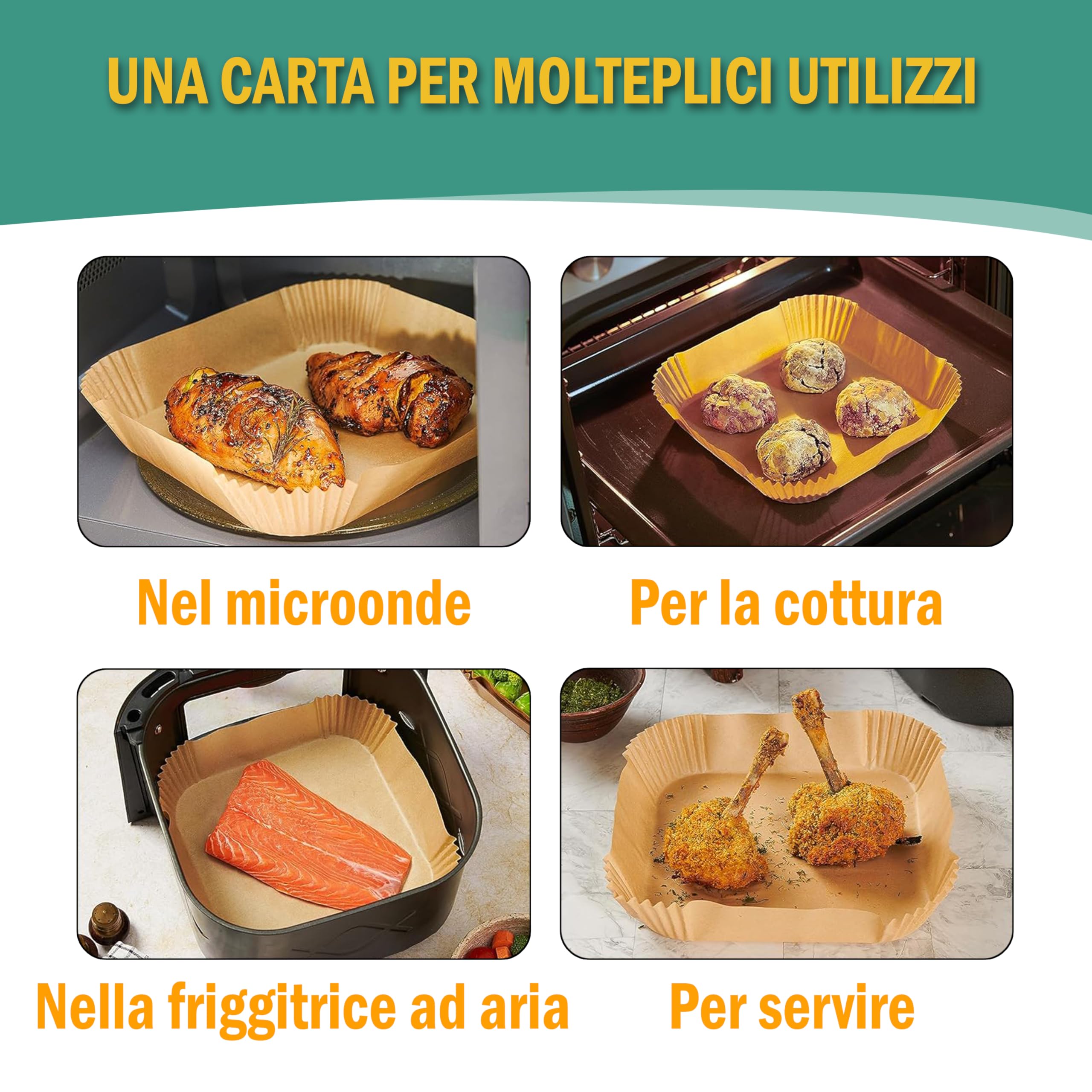 120 Fogli Per Friggitrice Ad Aria 14x20.5cm - Antiaderenti, Forati, Carta Pergamena - Foto 10