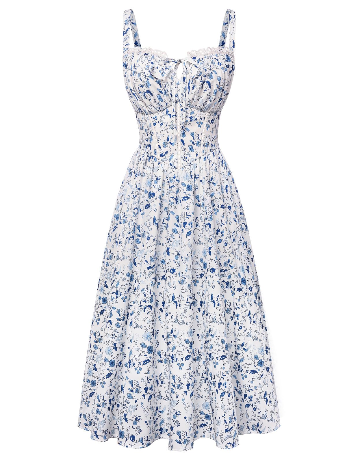 Scarlet Darkness Women 2026 Floral Corset Dress Summer Milkmaid Sundress Wedding Guest Dresses with Pockets