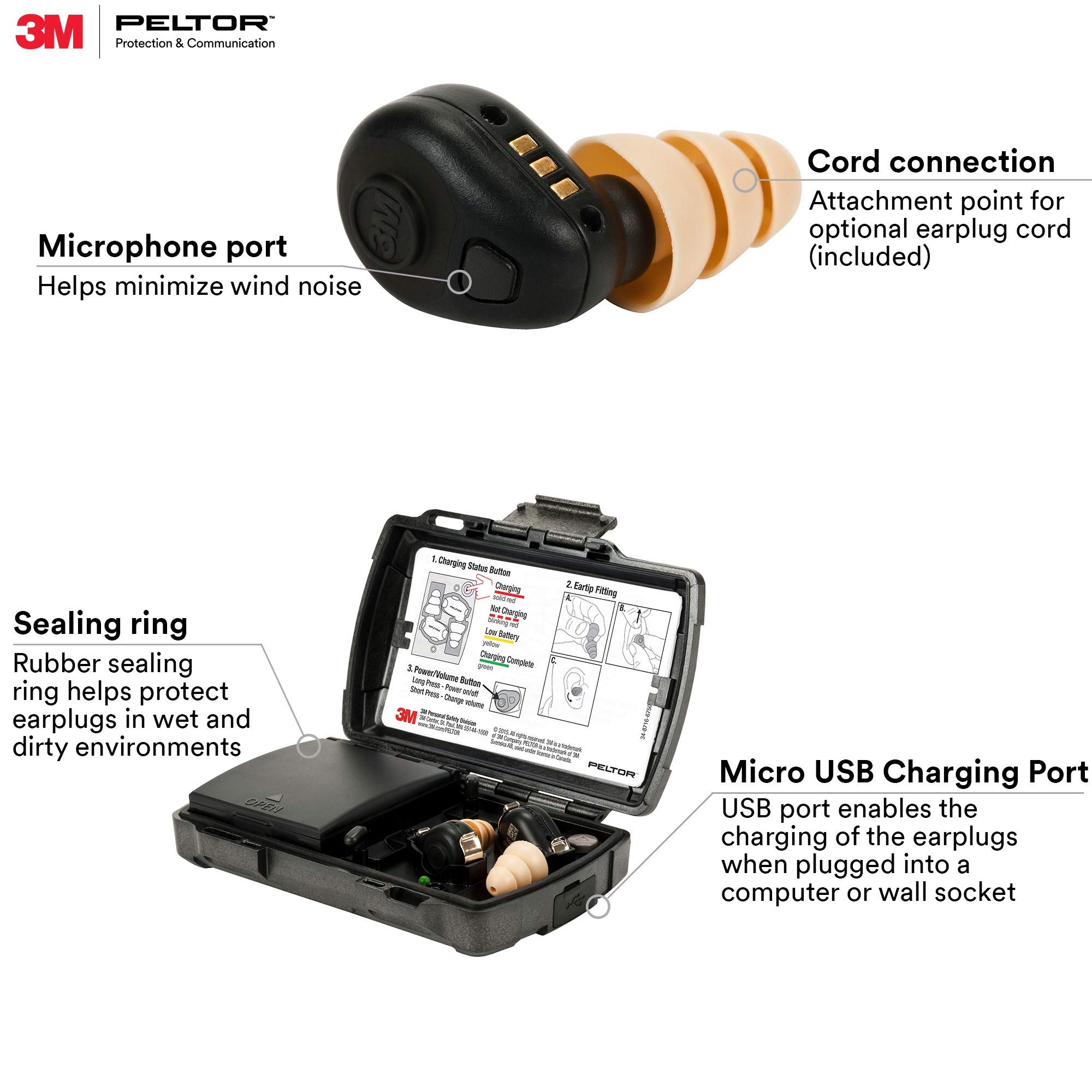 3M PELTOR Rechargeable Tactical Earplugs with 23dB Protection