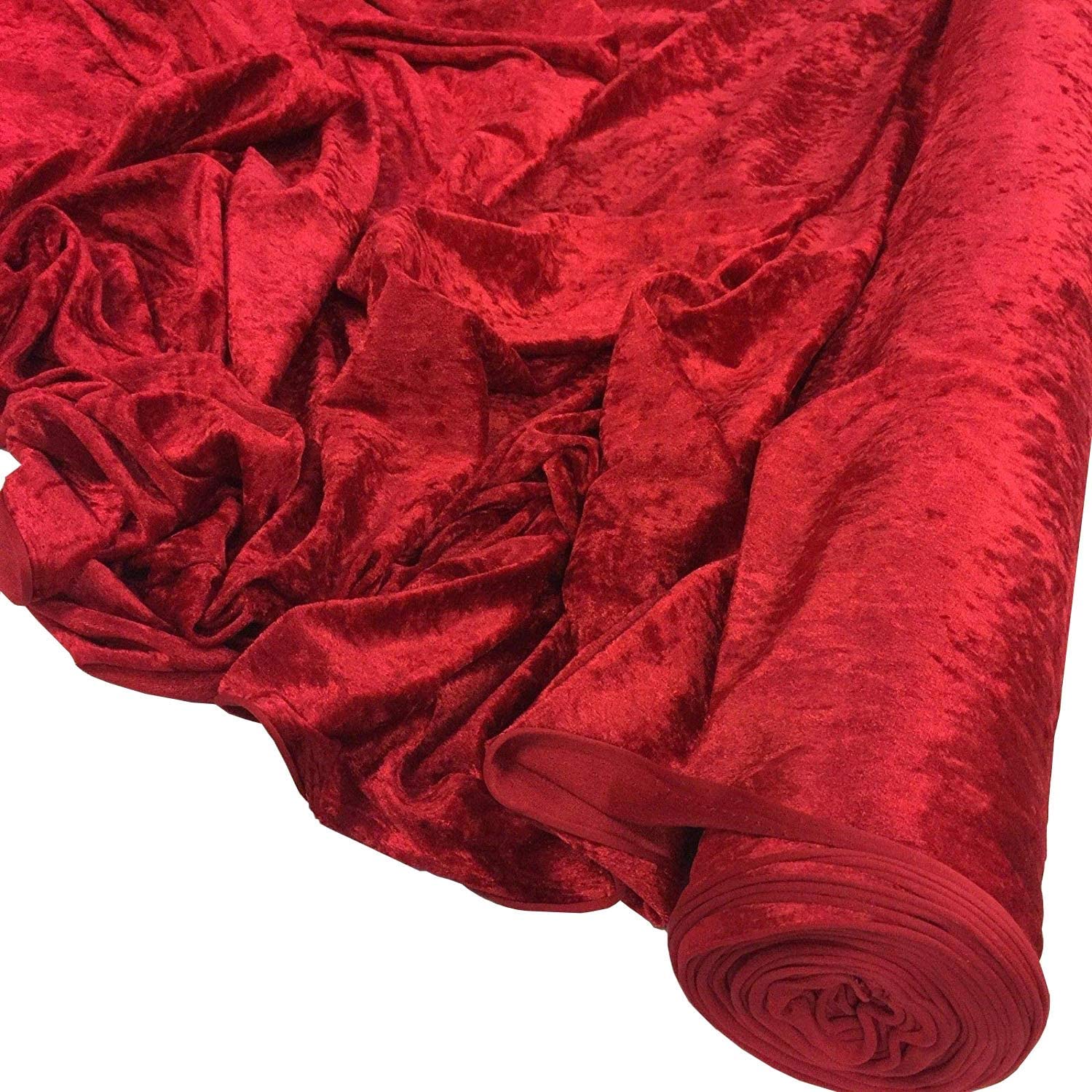 Crushed Velvet Fabric Material Stretch Velour 150cm Wide RED 1 METRE