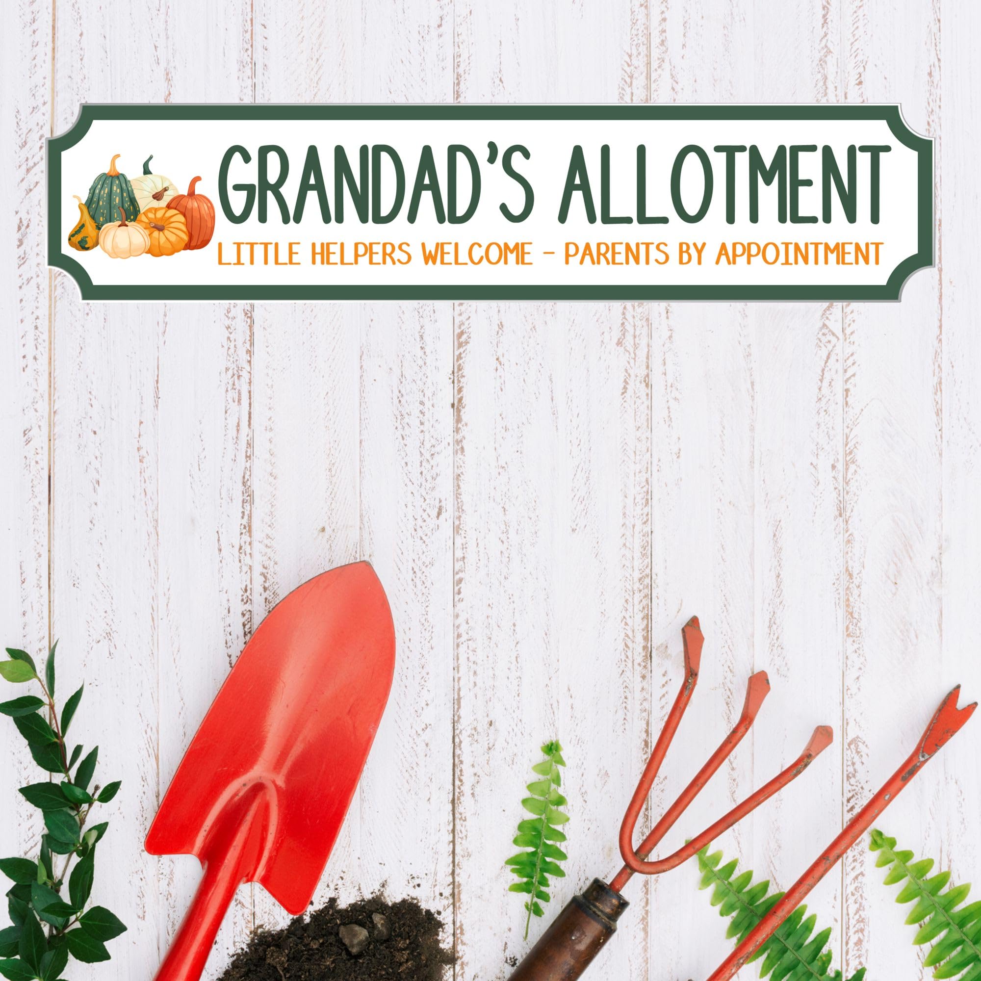 Grandad's Allotment Personalised MDF Wood or Acrylic Street Sign Plaque - Custom Gift for Grandads, Gardeners, Allotment, Shed Decor (Green Frame, Acrylic - Large 440mm x 90mm)
