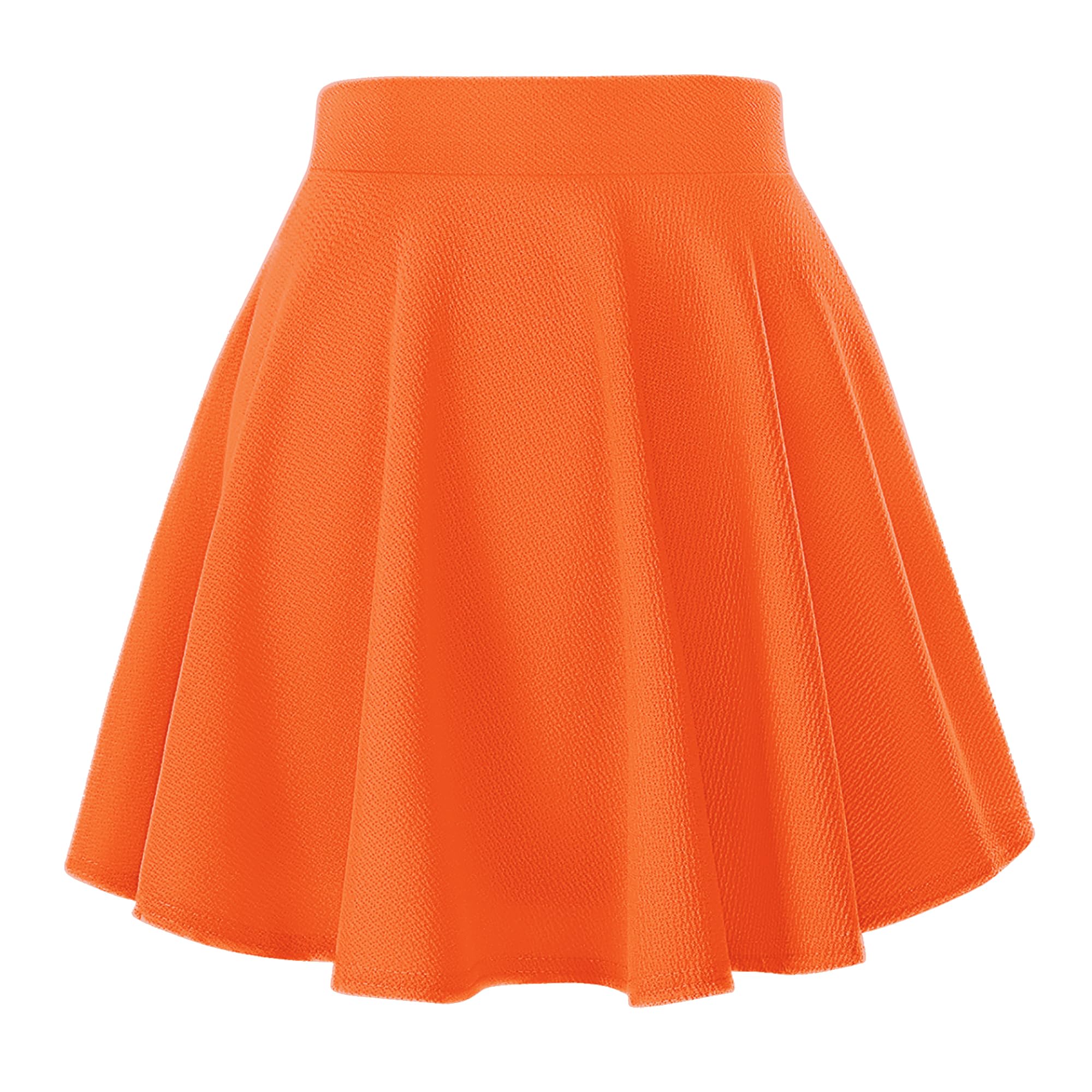 Photo 1 of Urban CoCo Women's Basic Versatile Stretchy Flared Casual Mini Skater Skirt (L, Orange)
