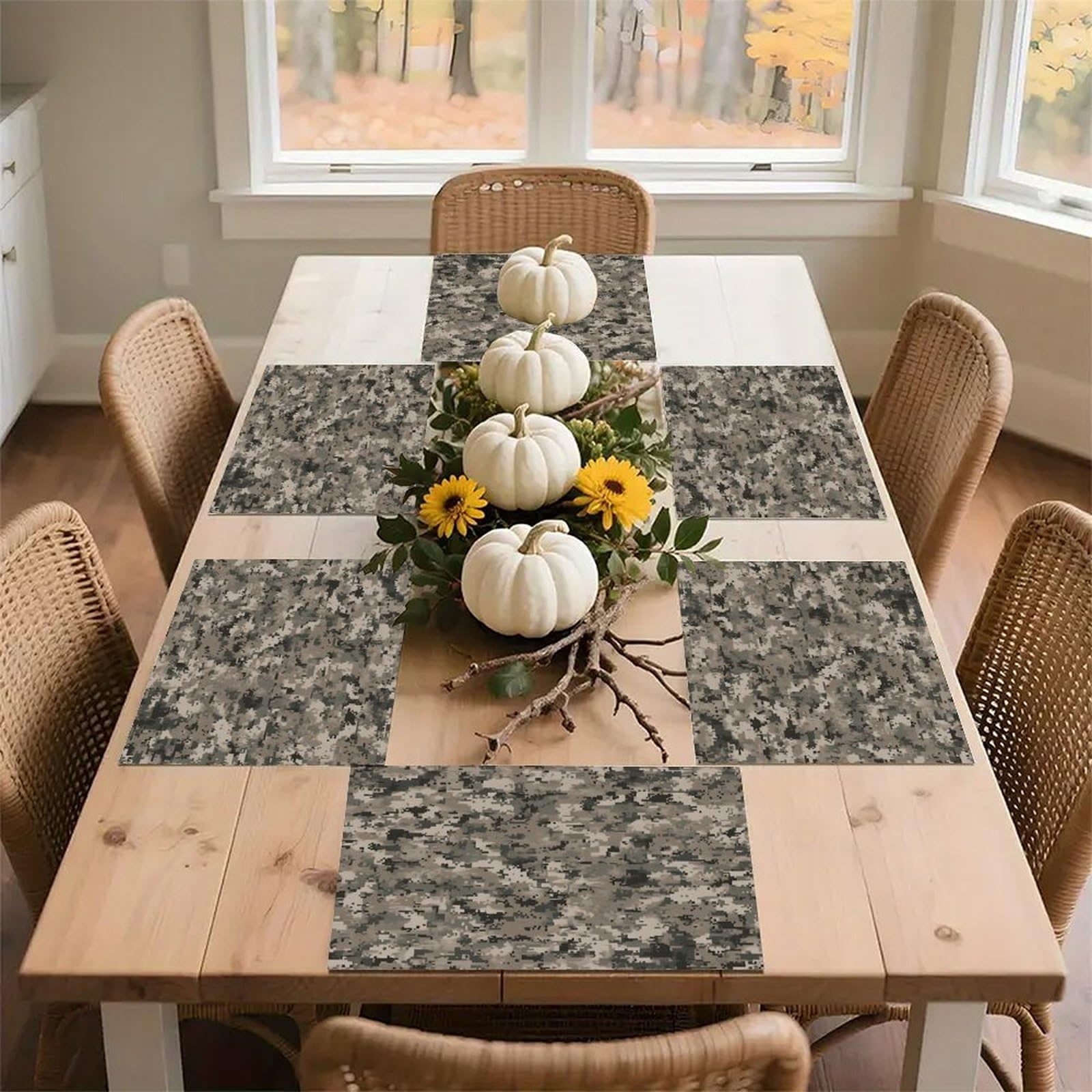Army Digital Camouflage Placemats Non-Slip Heat Resistant Table Mats Flax Washable Cloth Place Mats Easy to Clean Premium Placemat for Kitchen Dining Table Decor Party Outdoor