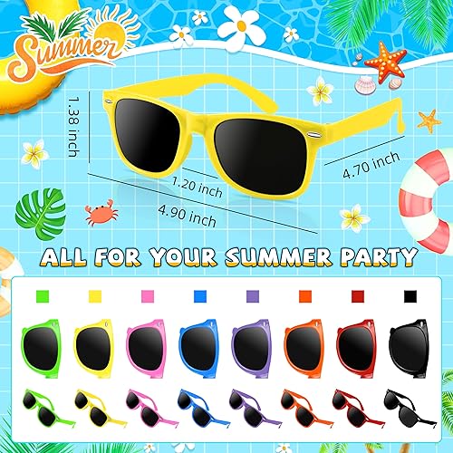 Miniatura 8 de 16 lentes de sol para niños a granel, gafas de sol de neón con protección UV400 para niños de 3 a 5 4 a 8 años para verano, piscina, playa, fiesta,