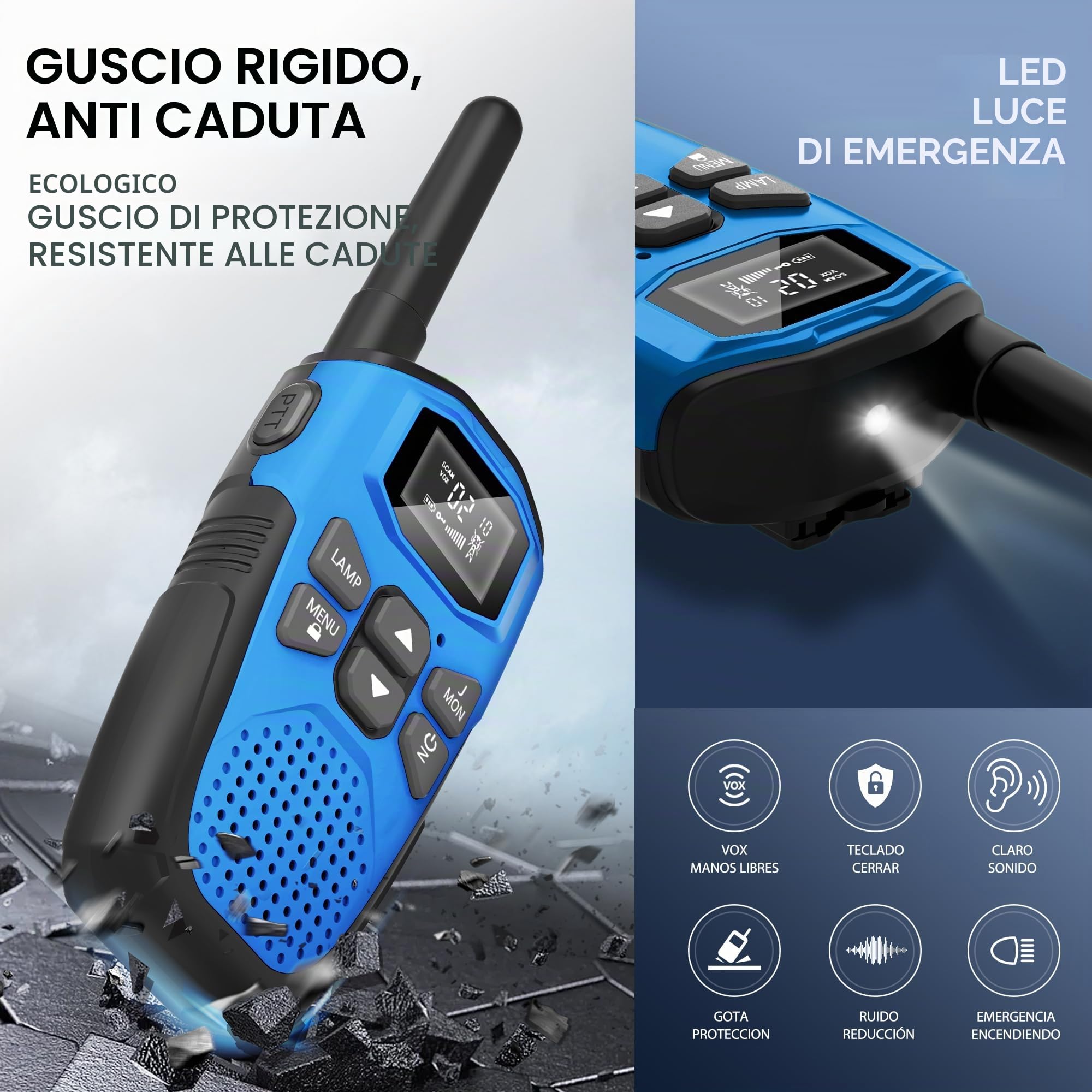 Walkie-Talkie Bambini Ricaricabili,NXGKET Radioline Woki Toki 3 Pezzi,16 Canali Caricabatterie USB di tipo C,Con Torcia per Giochi all'aperto Campeggio Escursionismo,Regali per 3-12 Ragazze o Ragazzi