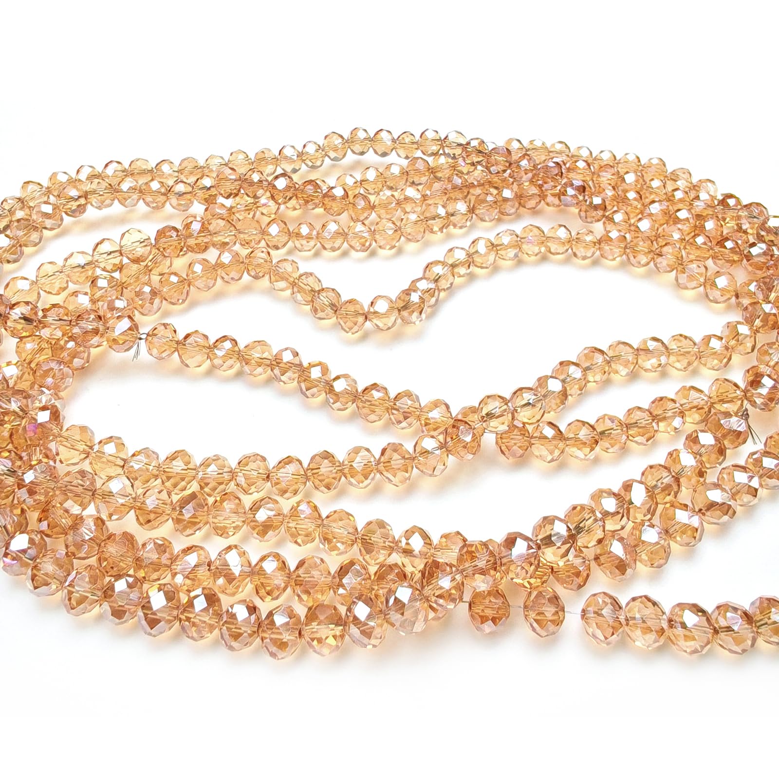 2mm Rondelle Glass Beads for Jewelry Making, Faceted Briolette Crytal Spacer Beads for Bracelet Necklace Earring, Amber Gold 1200pcs