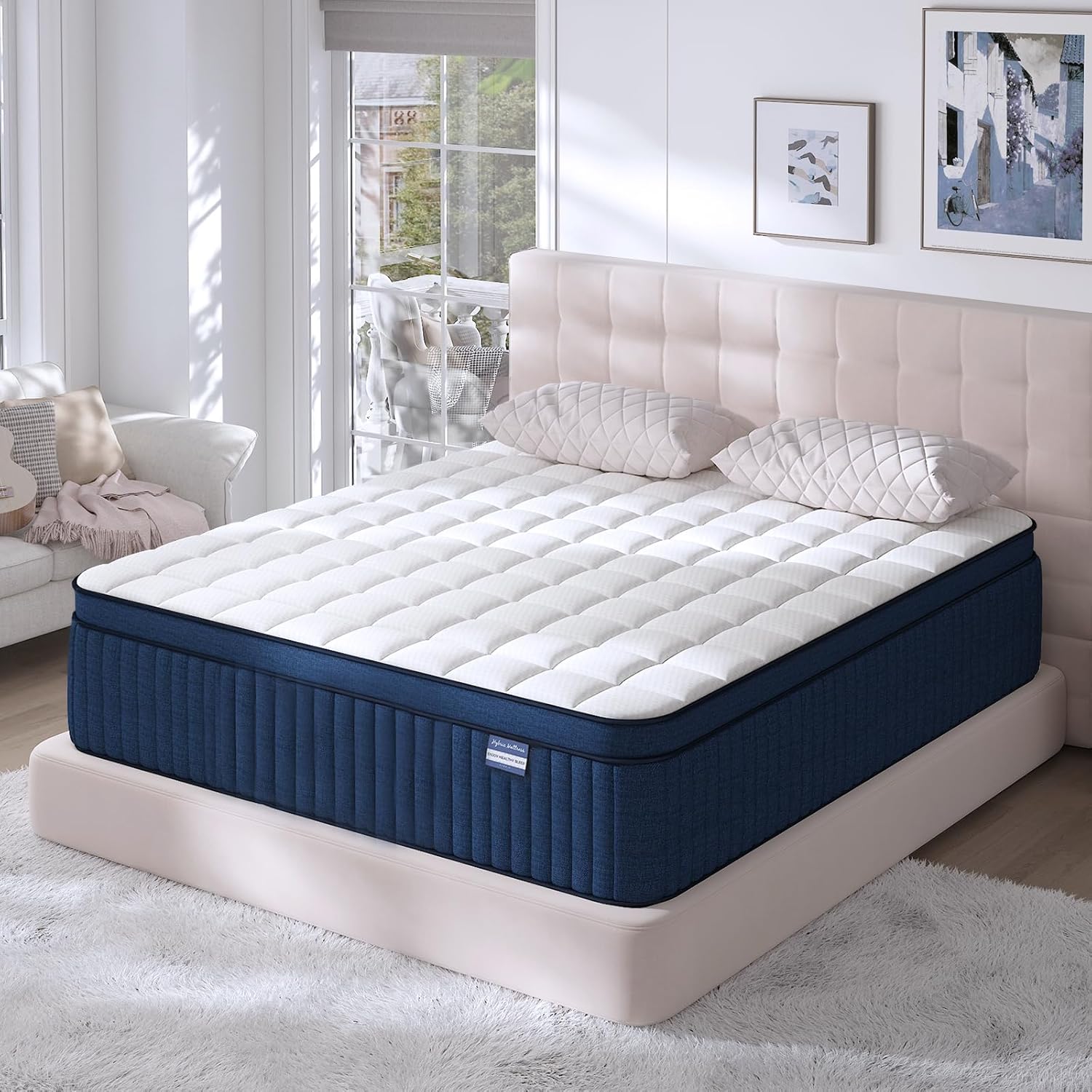 California King Mattress, 12 Inch Cal King Size Mattress in a Box, Medium Firm Pocket Spring and Gel Memory Foam for Superior Comfort, Pressure Relief, Strong Edge Support