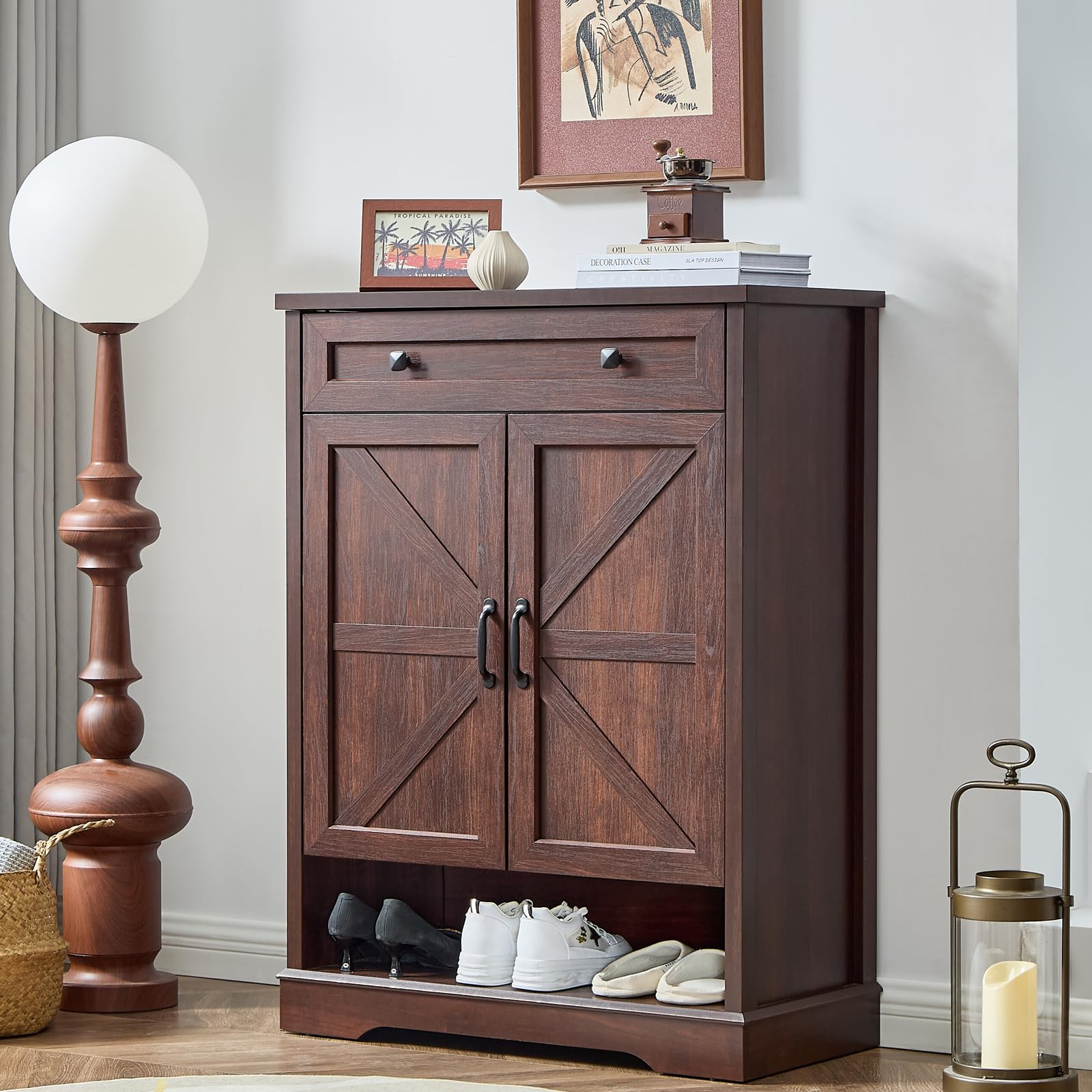 Amazon.com: SOOWERY Shoe Cabinet with Drawer, Farmhouse Shoe