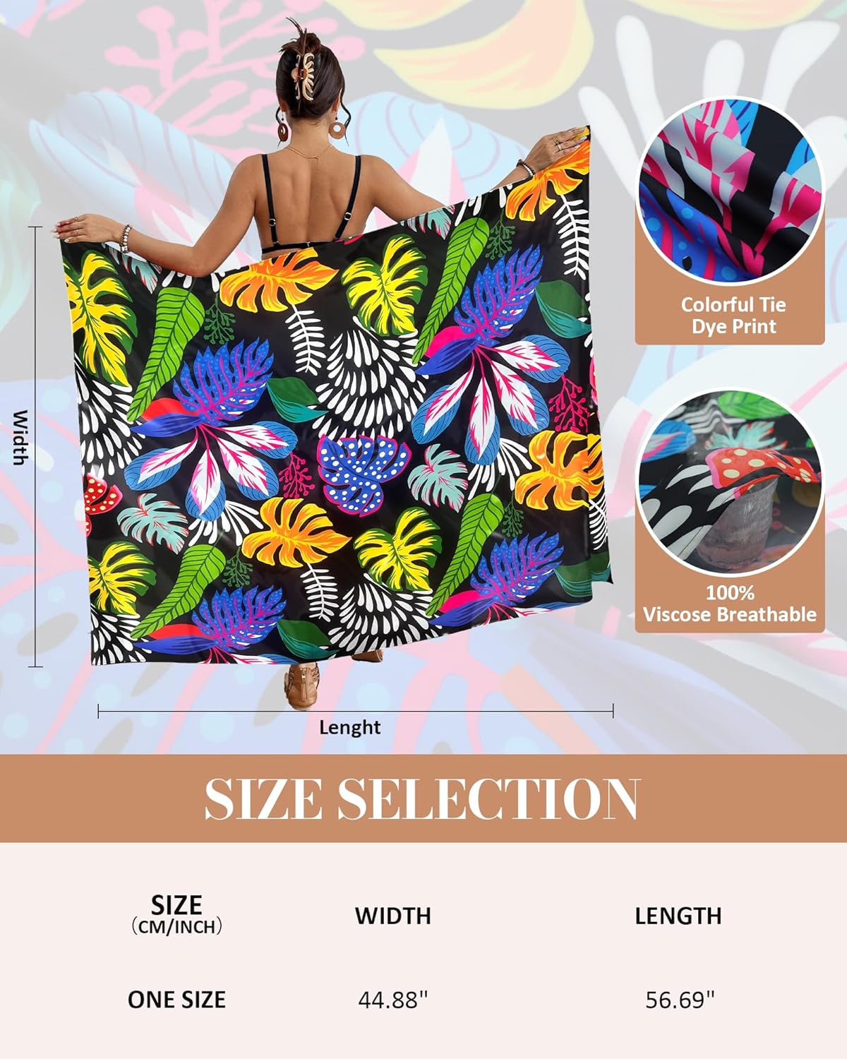 Bsubseach Women Sarong Swimsuit Coverups Long Pareo Bikini Wraps Skirt Beach Bathing Suit Cover Up - Image 2