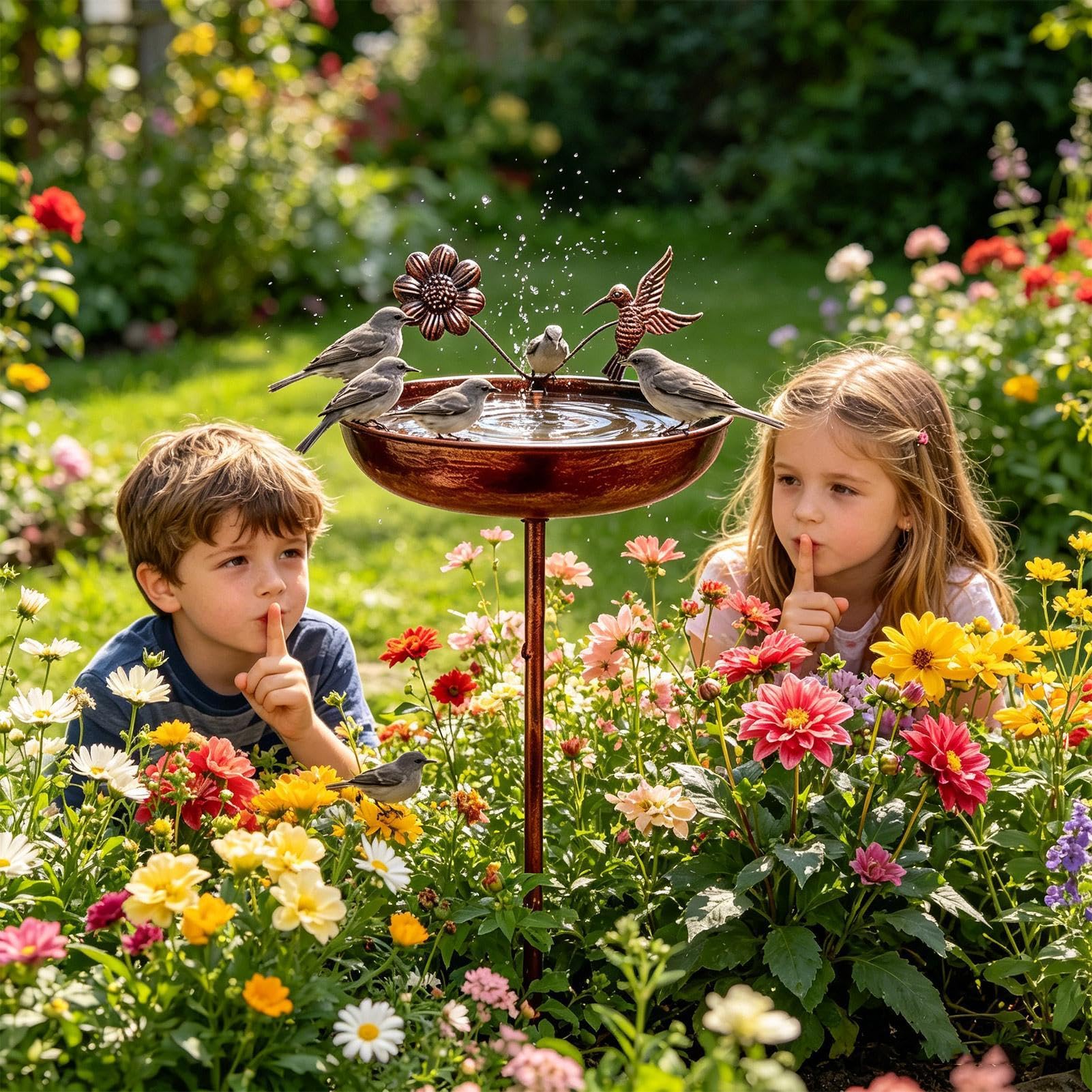 Bagno Di Da Giardino Esterno | Abbeveratoio per in metallo 83,8 cm - D'Acqua Per Con Picchetto | per colibrì e in giardino cortile la fattoria sulla terrazza e