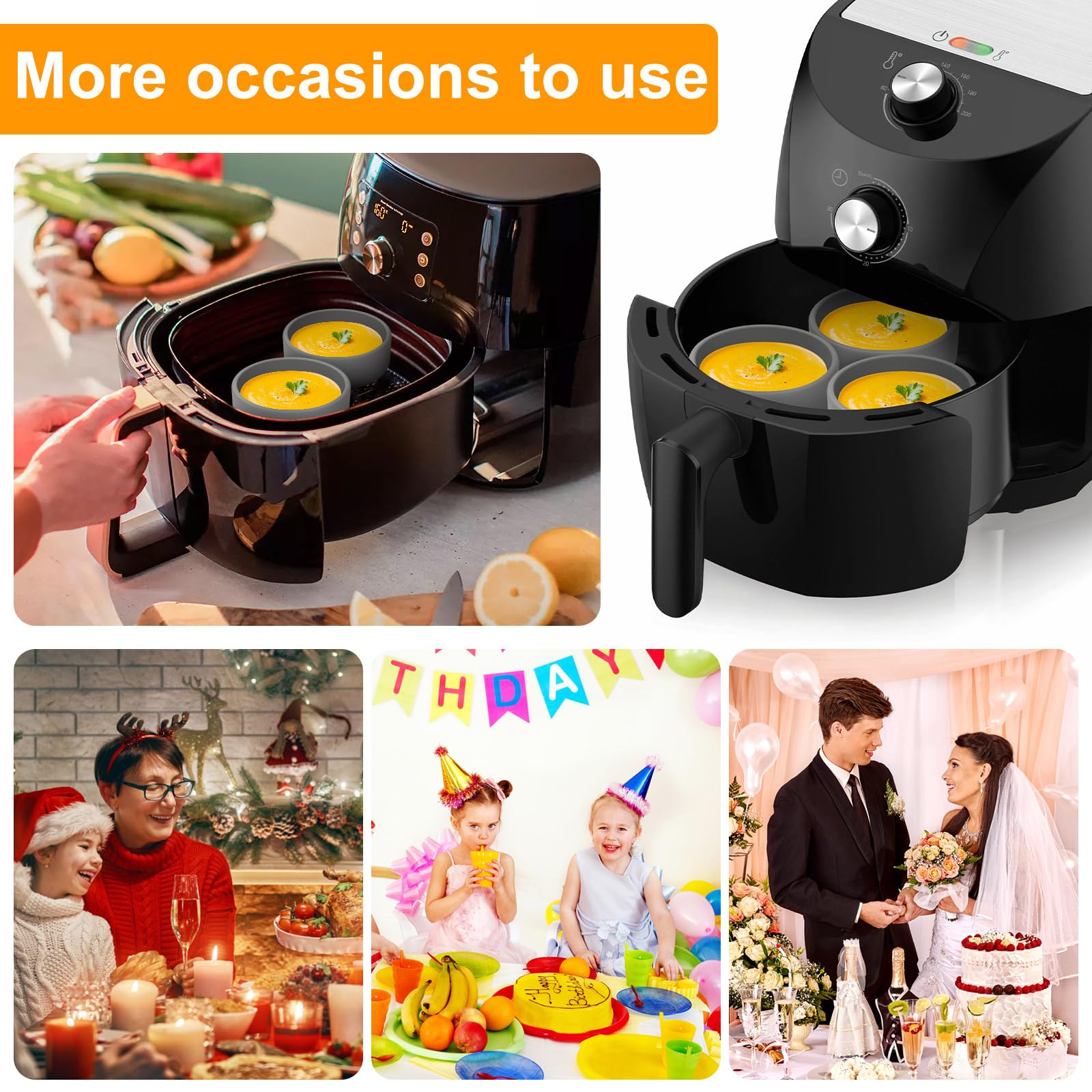 Silicone Air Fryer Egg Molds - 3 Pack -6 Silicone Air Fryer Egg Molds - 3 Pack -6
