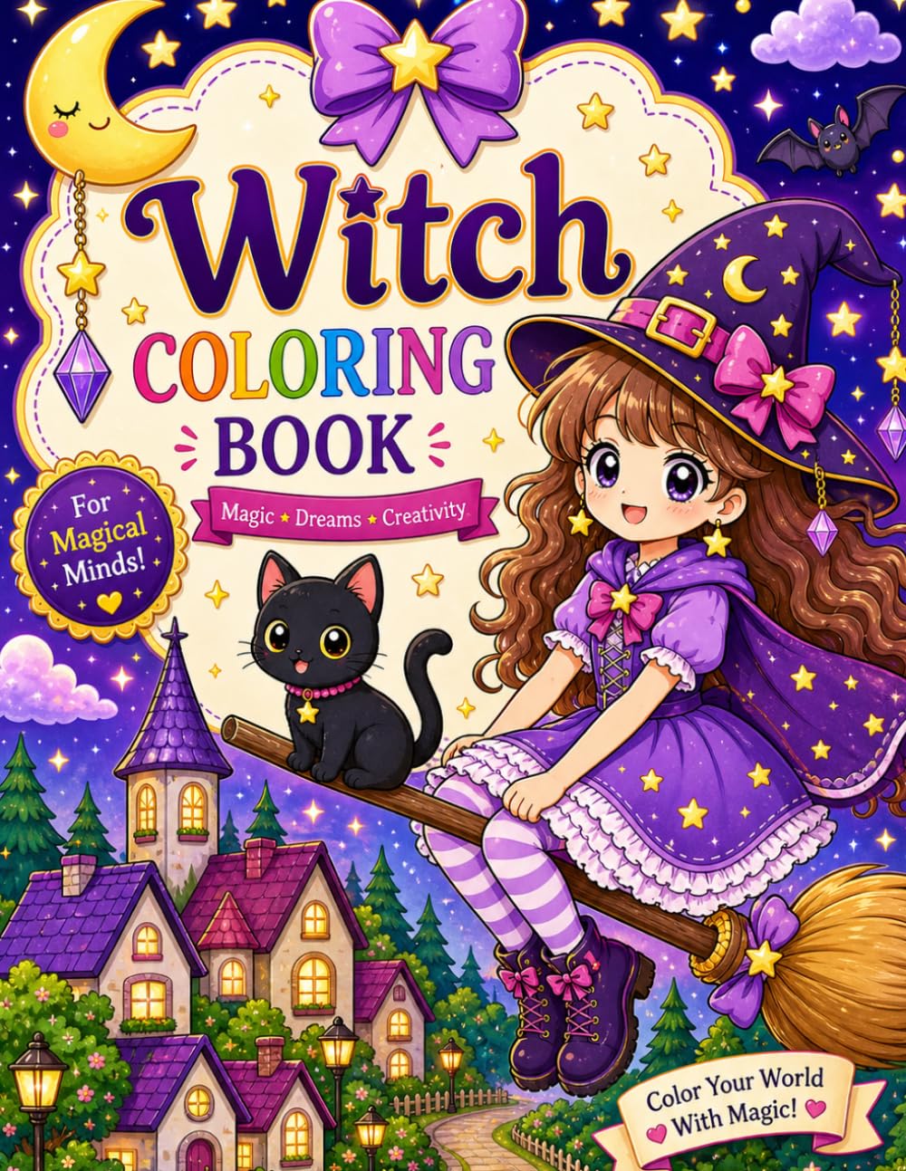 Little Witch & Friends Coloring Book: adorable witches, cute ghosts, pumpkins, black cats, and fun party scenes