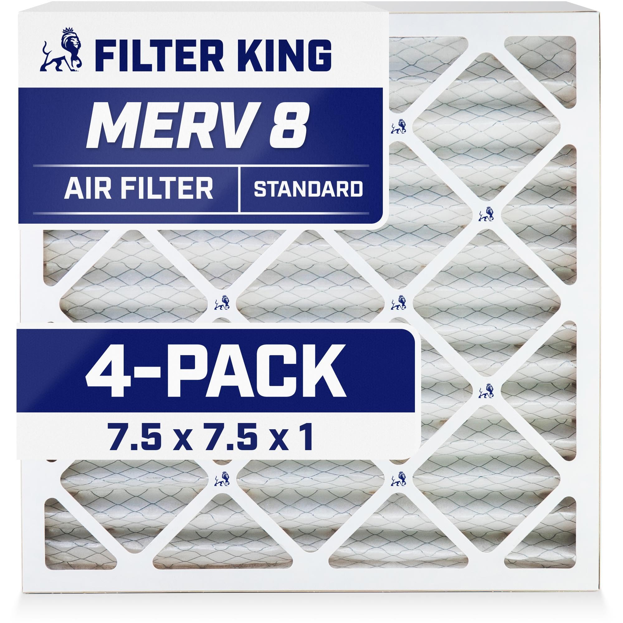 Filter King 7.5x7.5x1 Air Filter | 4-PACK | MERV 8 HVAC Pleated A