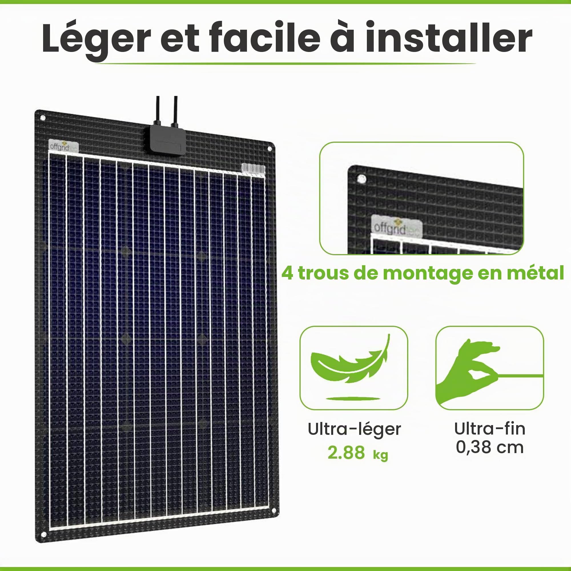 Offgridtec ETFE-AL Panneau solaire semi-flexible 18 V 120 W V2