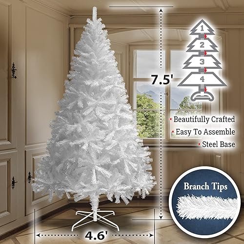 Miniatura 3 de BenefitUSA - Árbol de Navidad artificial, realista, de pino, con soporte de metal, tamaños 5', 6', 7', 7.5'