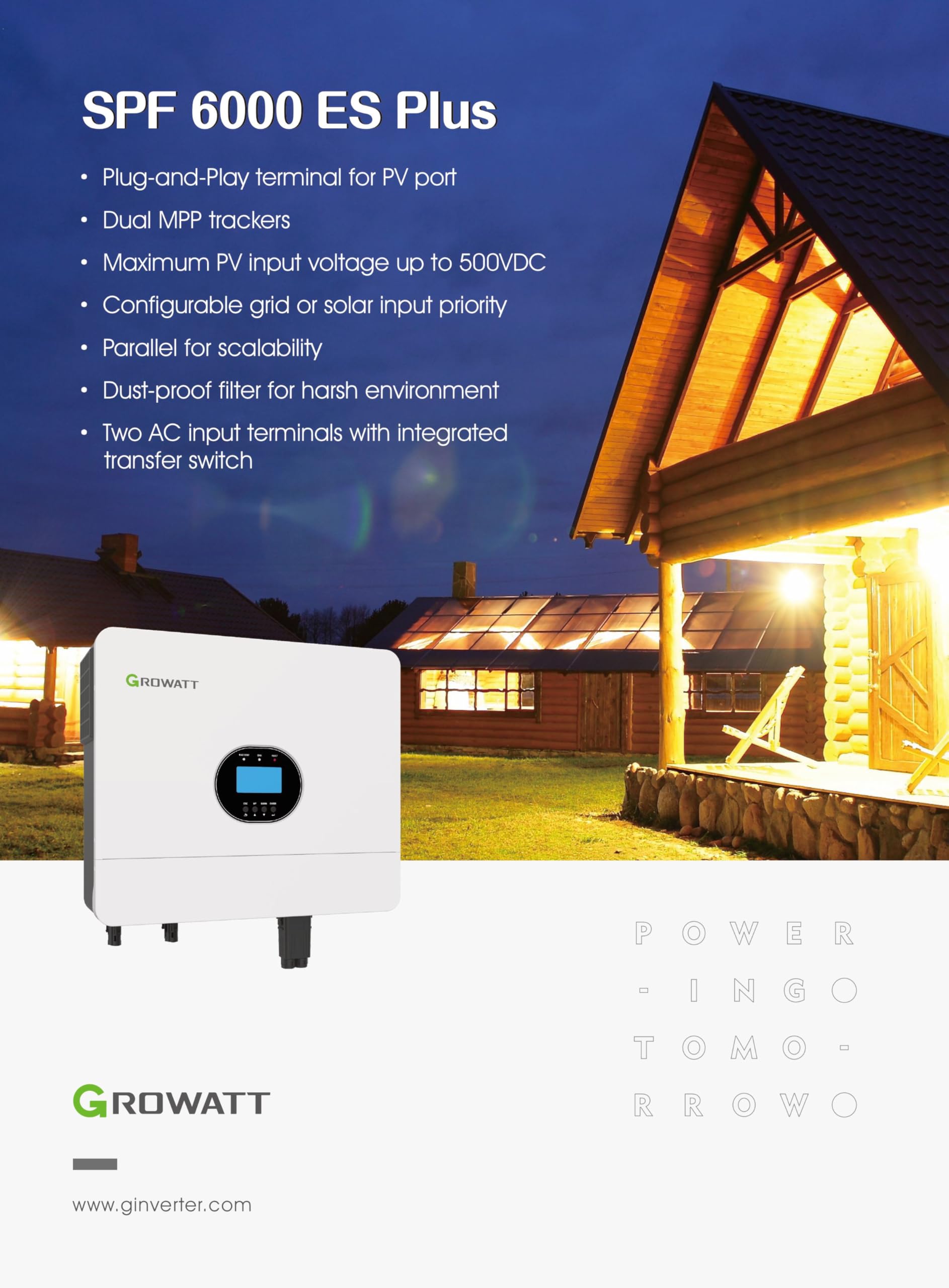 Wechselrichter Growatt SPF 6000 ES Plus Off-Grid Inverter Inselwechselrichter für Solar Inselanlage