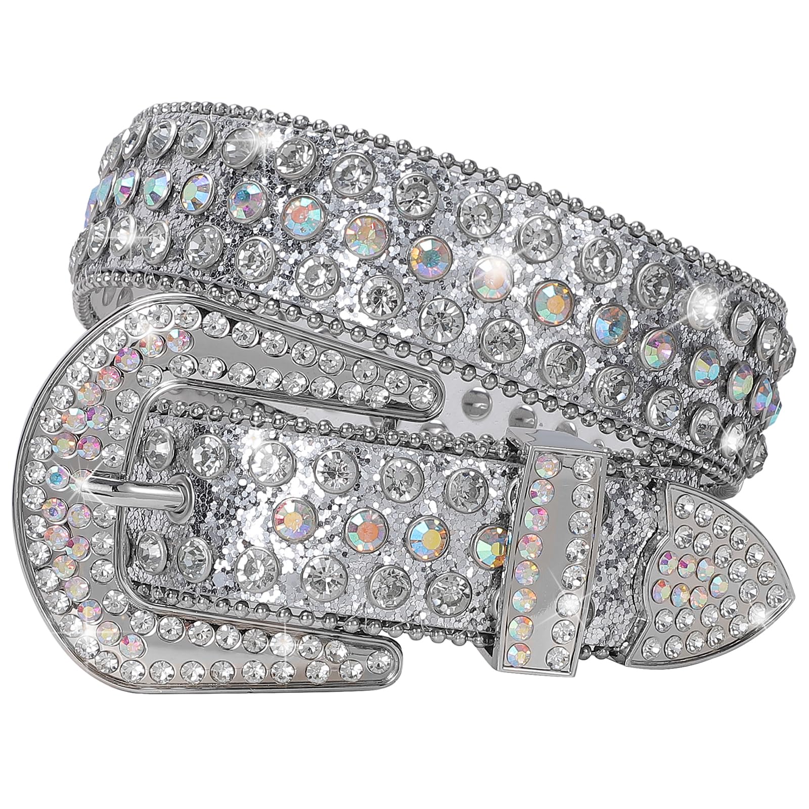 SUOSDEY Women Men Rhinestone Belt Unisex Sequin Strap Bling Crystal Western Studs Glitter Luxury Belt for Jeans Pants