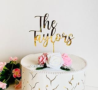 Personalized Wedding Cake Topper Custom Last Name Anniversary Cake Topper Script Custom Cake Centerpiece, Mr and Mrs, Bride and Groom, Calligraphy Wedding cake Table Decor, Wood, Acrylic, Any Color