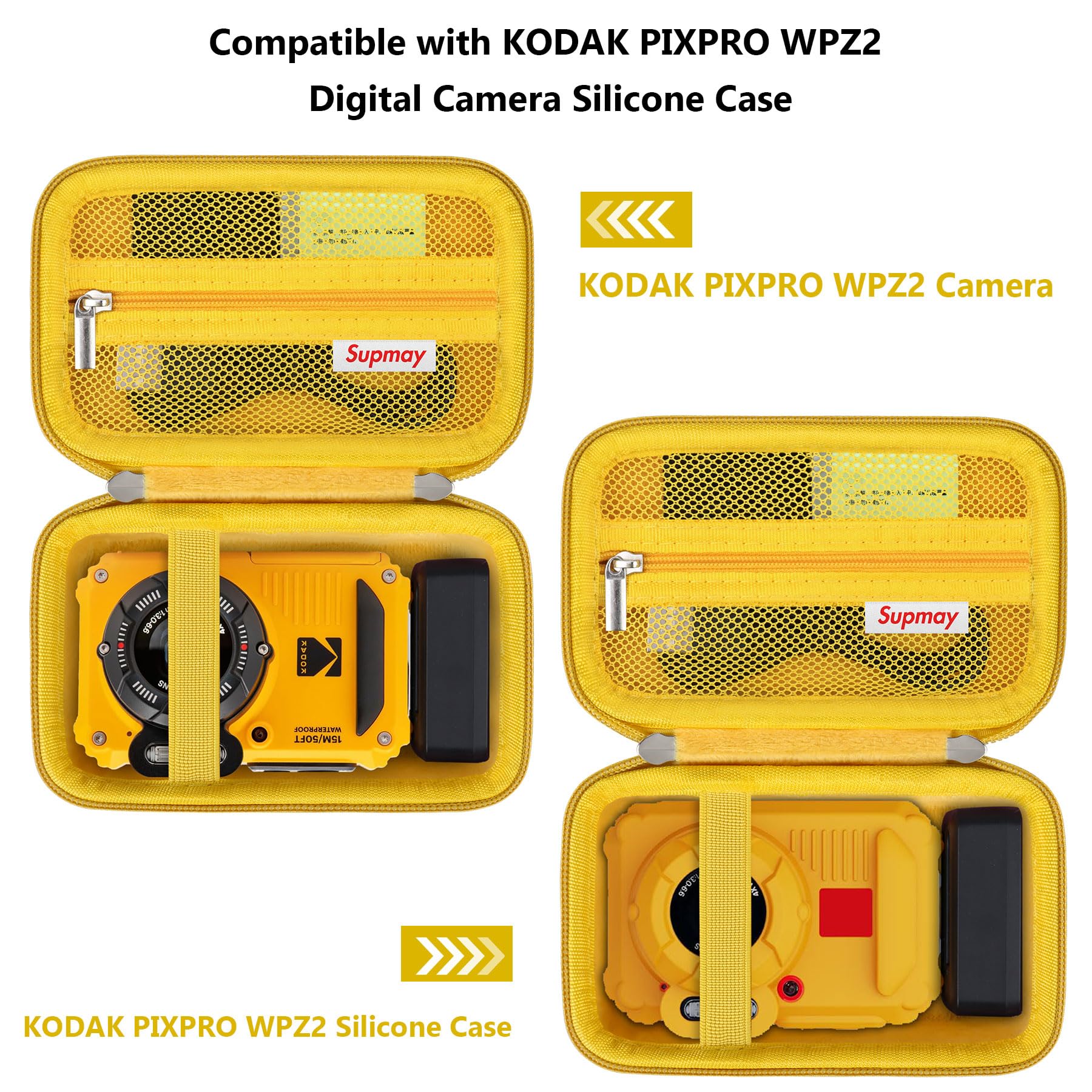 Étui de Protection Dur pour Kodak PIXPRO WPZ2 Robuste imperméable aux Chocs Poussière WiFi Caméra Numérique Jaune