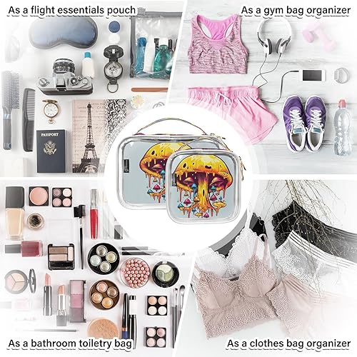 Miniatura 7 de Mushroom Clear Toiletry Bag for Traveling,2 Pack Makeup Cosmetic Bag with Zipper,Travel Bag for Toiletries,Travel Essentials 21214499