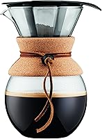 Vista 7 de Bodum Cafetera de Vertido de 34 onzas, Vidrio de Borosilicato Resistente a Altas Temperaturas con Filtro de Acero Inoxidable Reutilizable y Agarre