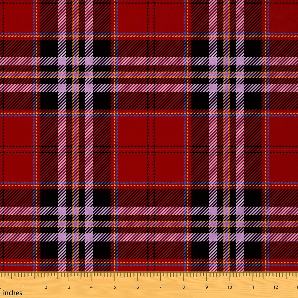 Plaid Outdoor Tissus au Metre, Exotique Géométrique écossais Plaid Style Tissu 460x150cm Chaise avec motif Vintage Tissu de couture Home DIY Project