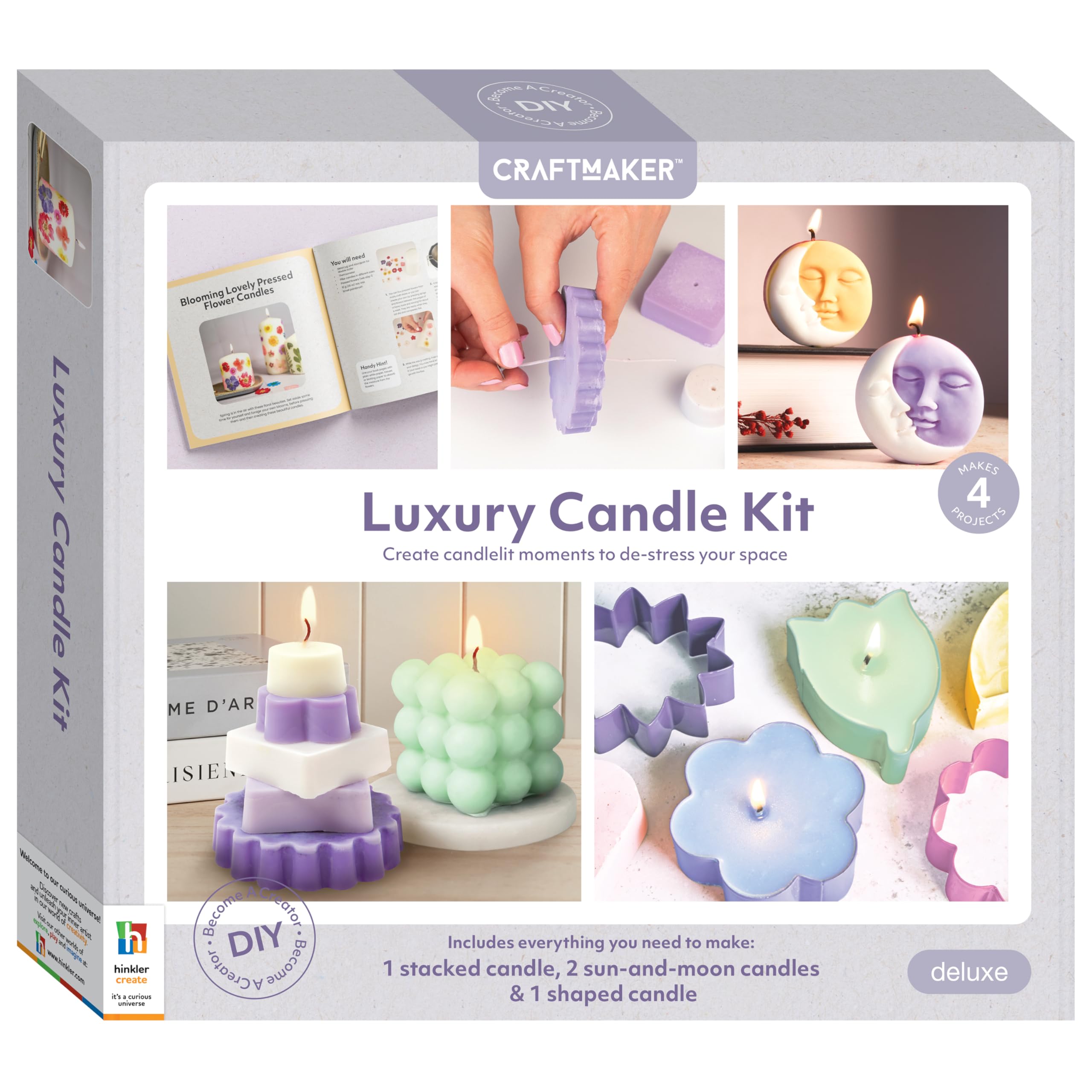 Craft Maker Kit de bougies de luxe – Fabrication de bougies pour adultes – Cire et moules inclus – Projets faciles à suivre – Arts créatifs et artisanat – Cadeaux de luxe