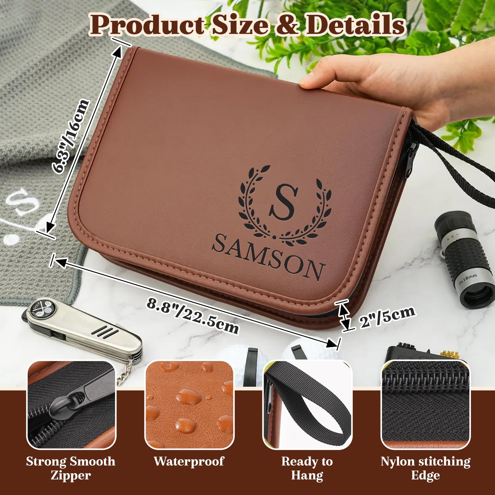 Coffret Cadeau de Golf personnalisé, Gravure personnalisée avec nom ou Logo, Accessoires de Golf pour Homme, étui de Rangement en Cuir PU, pour Les passionnés de Golf, Golfeur