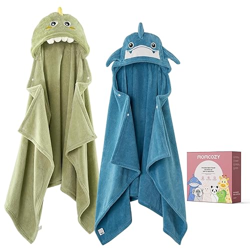 Momcozy Toallas de baño para bebé con etiqueta de salud Visualize, ultra suaves y absorbentes, toallas con capucha de forro polar coral para recién