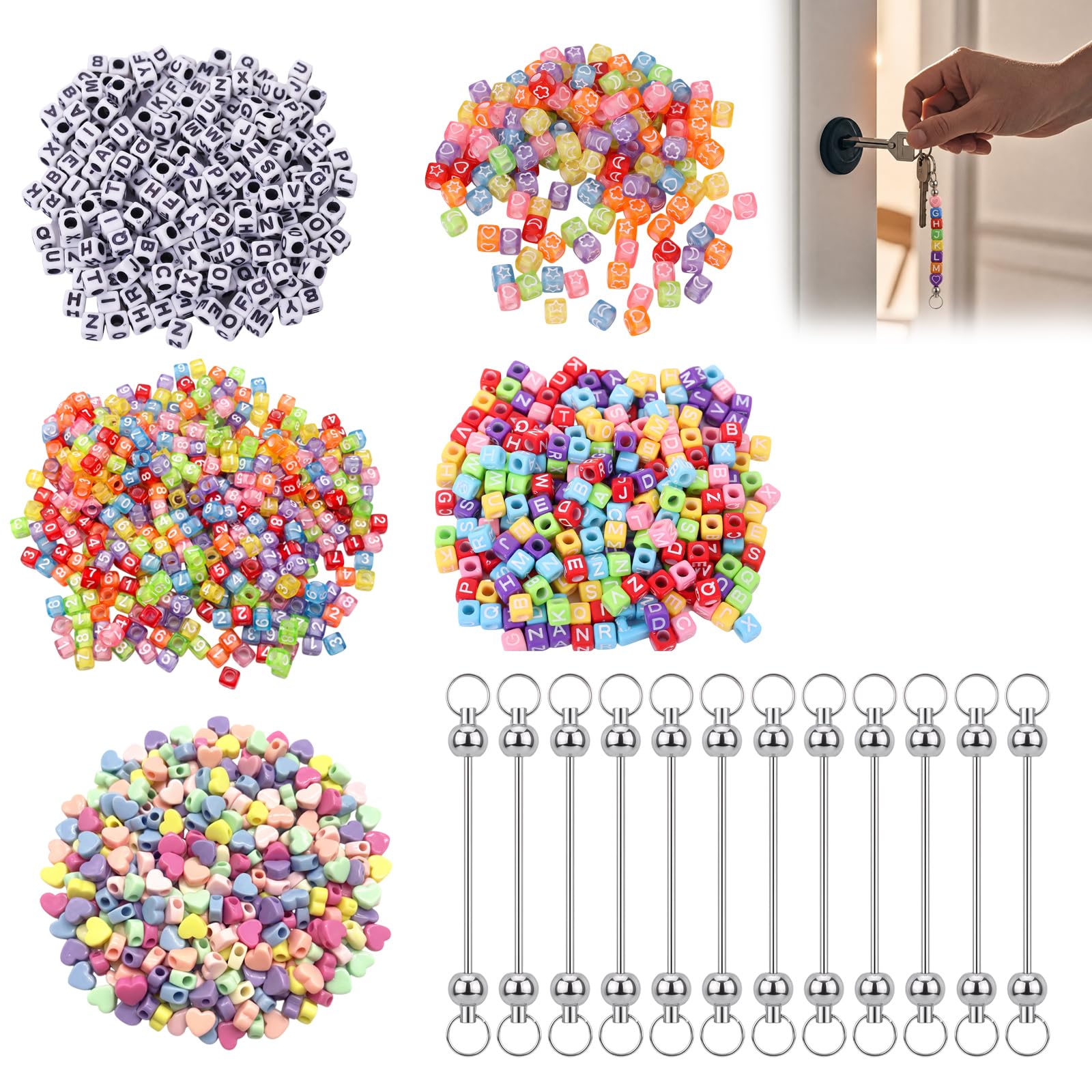Awubsd Bead Keyring Making Kit, Key Ring Maker, Make Your Own Crafting