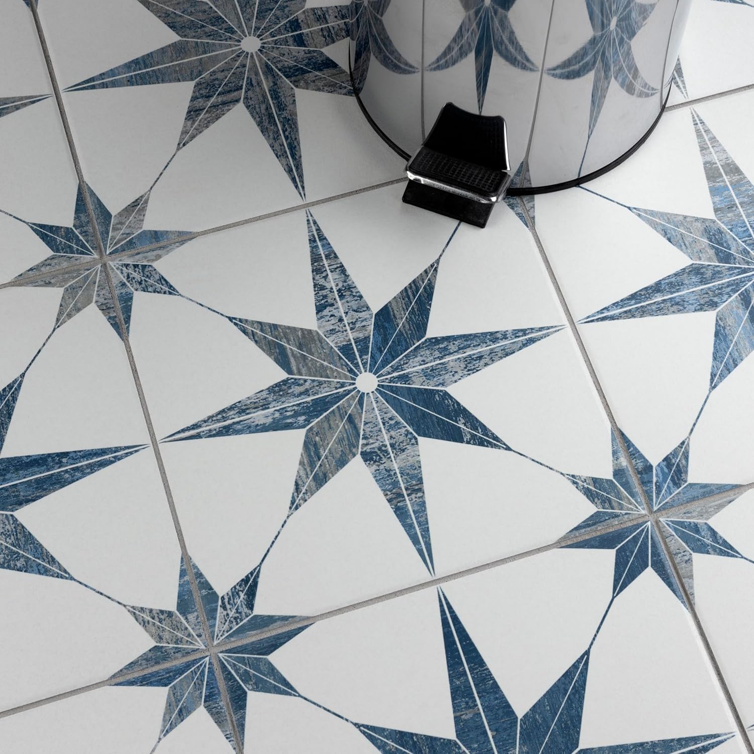 Cassis Stella Blue Porcelain Patterned Wall and Floor Tile