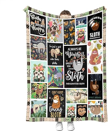 Miniatura 1 de Sloth Throw Blankets Sloth Gifts for Kids Super Soft Warm Fleece Sloth Blankets for Boys and Gorls Gifts for Sloth Lovers (Green Sloth,