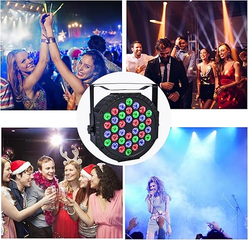 Miniatura 6 de Luces de escenario, 36 luces LED Par, iluminación de escenario, 7 modos, luz de DJ, control de activación de sonido, con control remoto, luz de