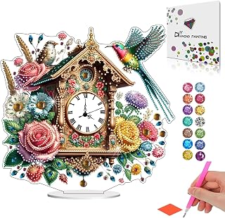DIY Diamond Clocks and Watches Diamond Art Paintings Retro Style Flowers and Birds Creative Design PET Home Decoration Clocks and Watches Ornaments (Flowers & Birds)