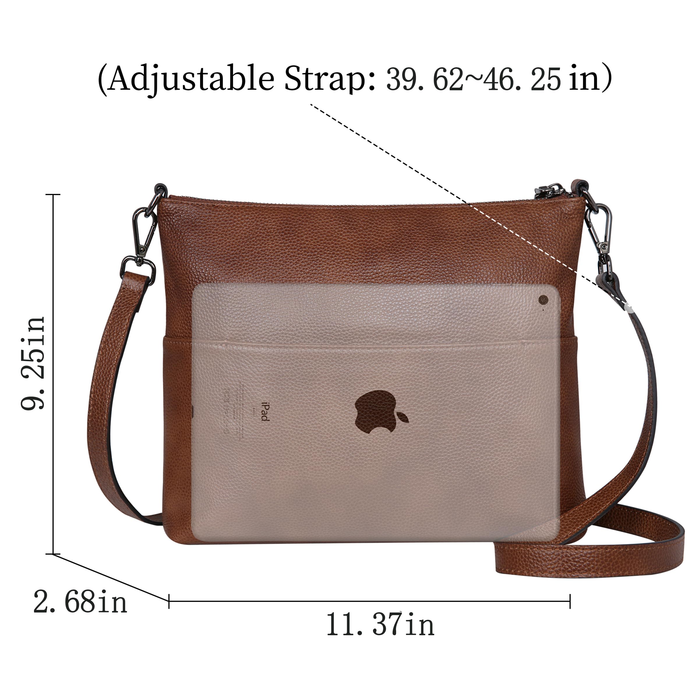 Iswee Leather Crossbody Purse Shoulder Bag for Women Purses and Handbags Lightweight Pocketbooks Leather Satchel (Dark Brown)