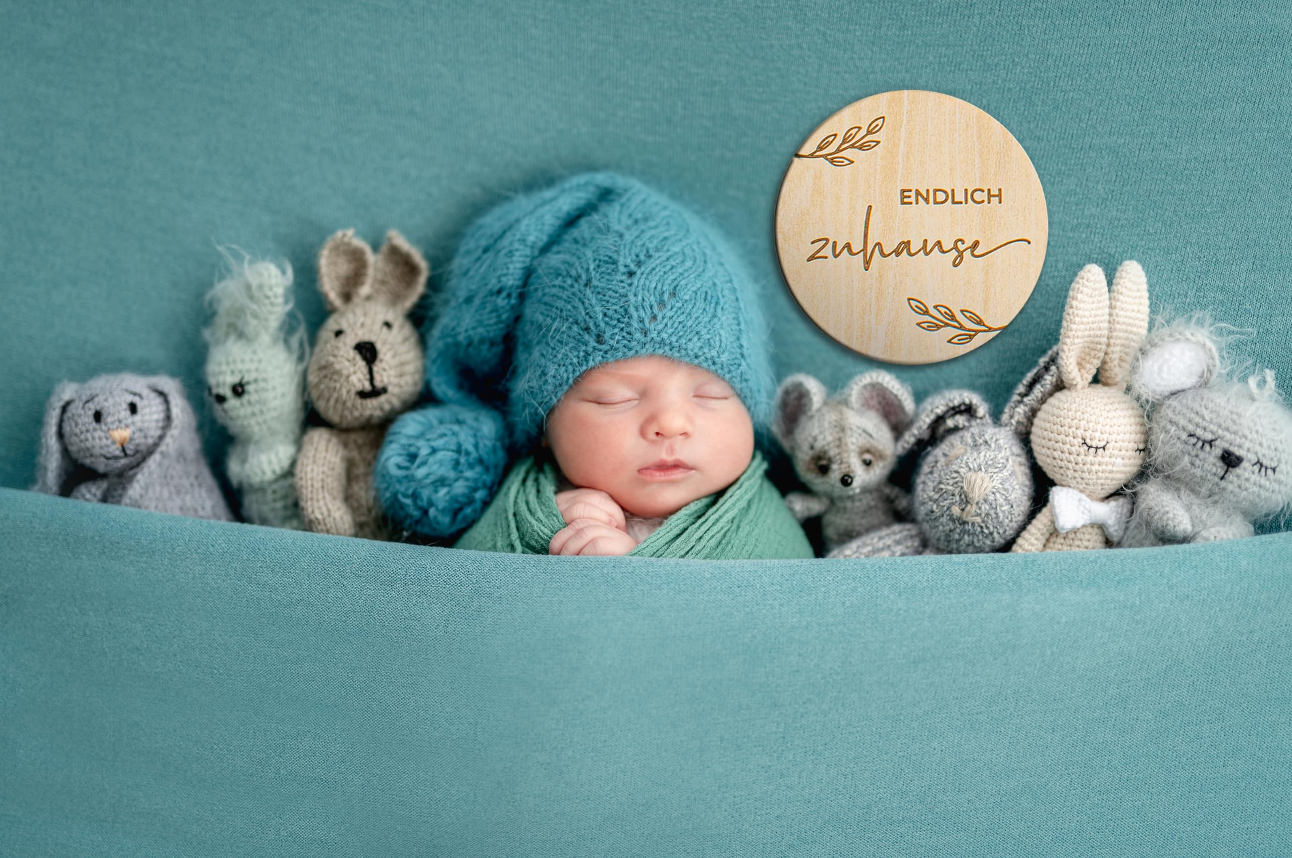 Meilensteinkarten Baby aus Holz | 40 Meilensteine auf edlen Holzscheiben | Mit Blanko Karte und Stoffbeutel | Geschenk zur Schwangerschaft | Zeitloses Design & Premium Qualität