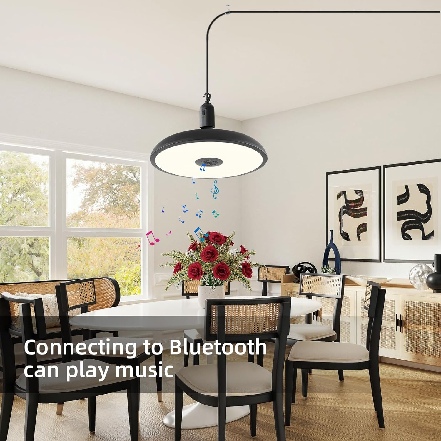 HOREVO Plug in Pendant Light Hanging Lamp Fixture for Kitchen Island 18W Farmhouse Adjustable Pendant Lighting with Color Change for Kitchen, Bar, Dining Room, Bedroom, Living Room, Entryway, Garage