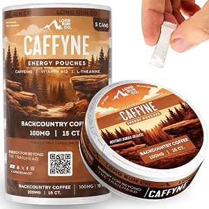 Caffyne Energy Pouches by Long Run Co. — Natural Caffeine, B-Vitamins, L-Theanine | Sugar-Free & 0 Calories | 100mg Caffeine per Pouch