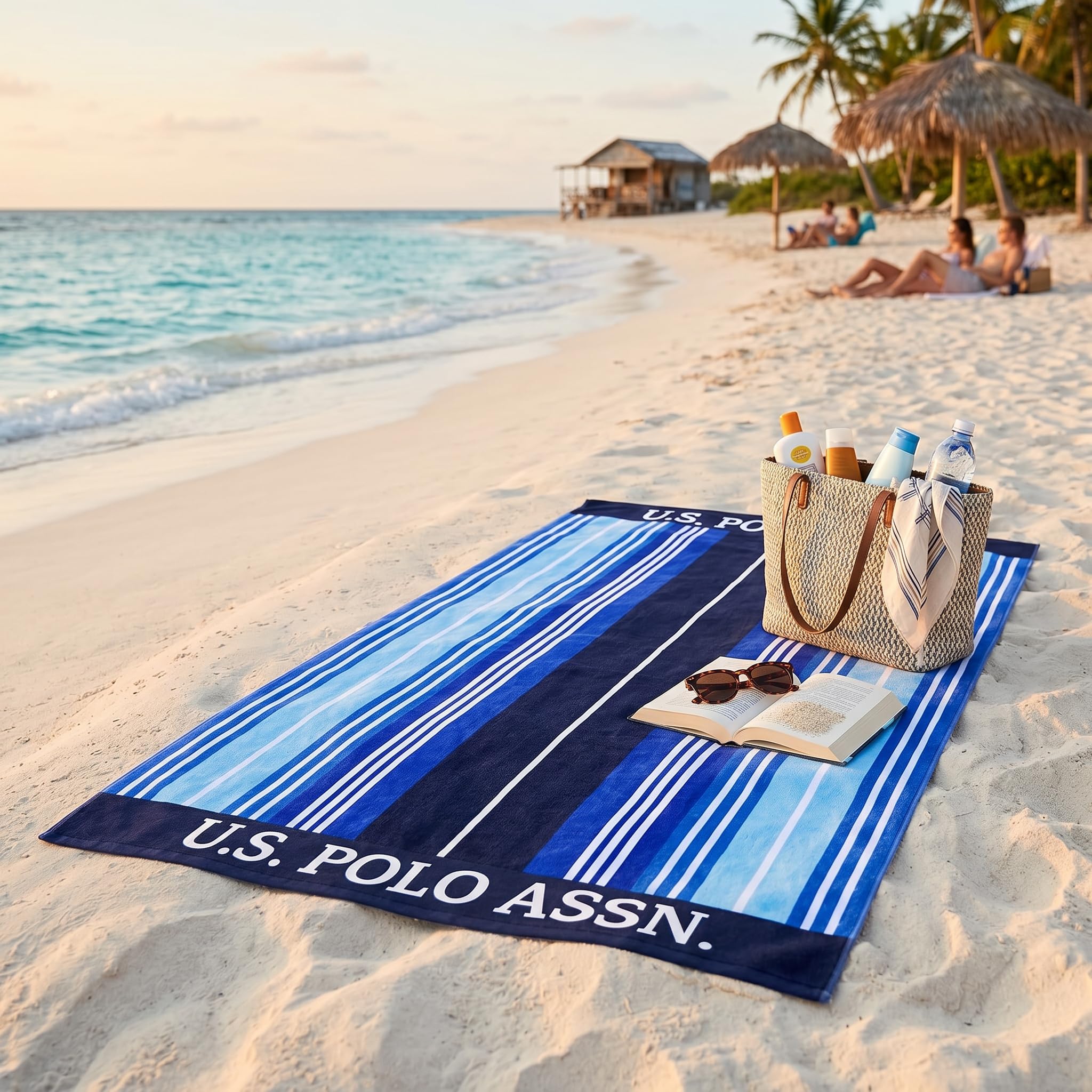 U.S. Polo Assn. Large (40" x 70") Striped Nautical Design Lofty Beach Towel - Perfect for Beach, Pool, Boating, Gym, Camping & Outdoor Yoga and Pilates (Ship Shape Stripe)