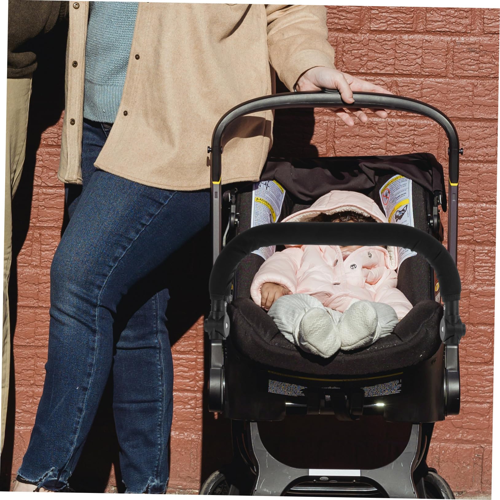 ERINGOGO Extension de poignée de poussette réglable avec rembourrage en éponge douce, accessoires pour poussette, landau, barre de poussette, poignée facile à installer pour les tout-petits