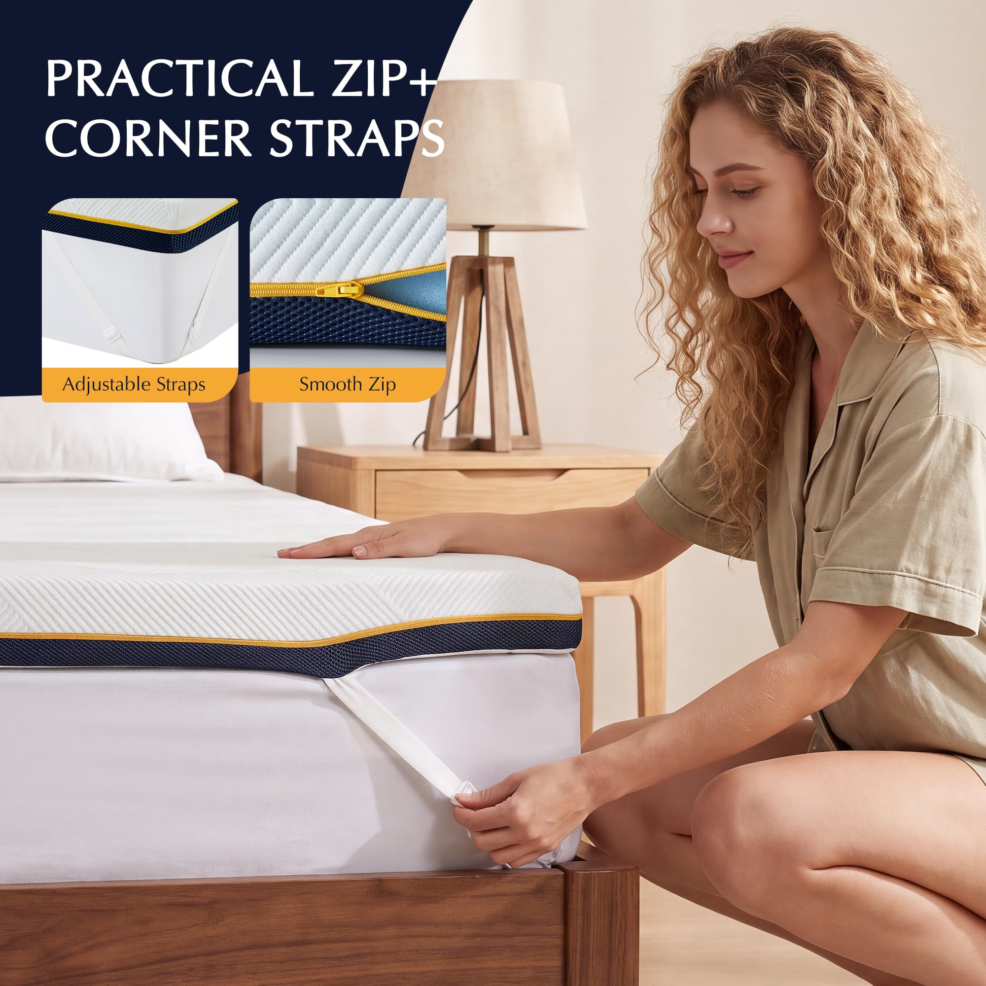 Surmatelas Mémoire de Forme 90x190CM, en Mousse de Gel de Haute Densité