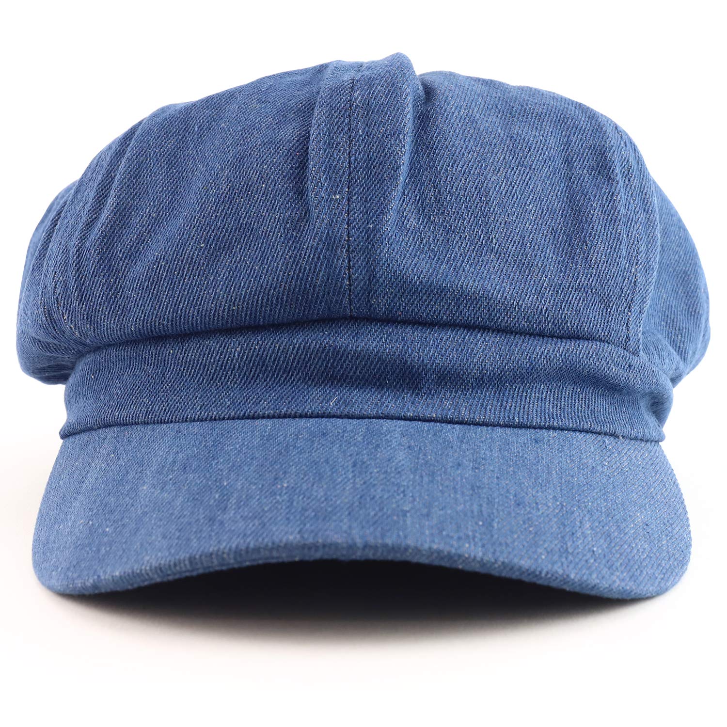 Women's Lightweight 100% Cotton Soft Fit Newsboy Cap with Elastic Back - Denim