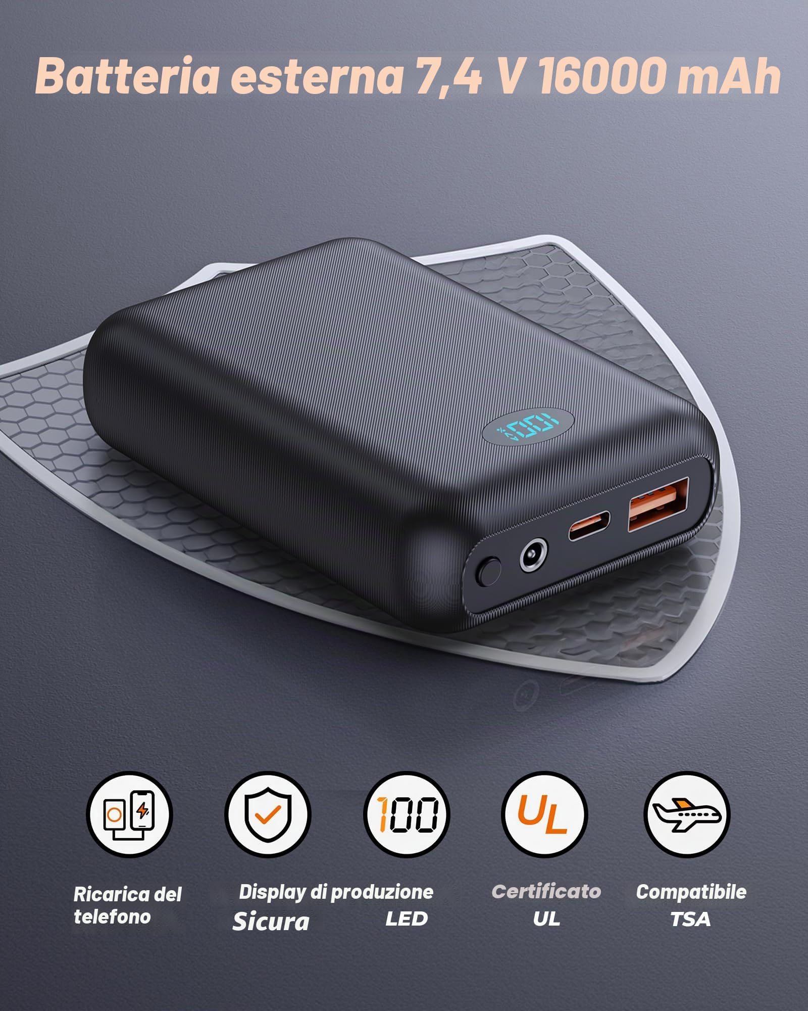 Gilet Riscaldato Donna con Batteria Inclusa da 7.4V e 16000mAh, 9 Zone di Riscaldamento, 3 Livelli di Temperatura Regolabili, Ideale per Attività all'Aperto Viaggi Sport Tempo Libero